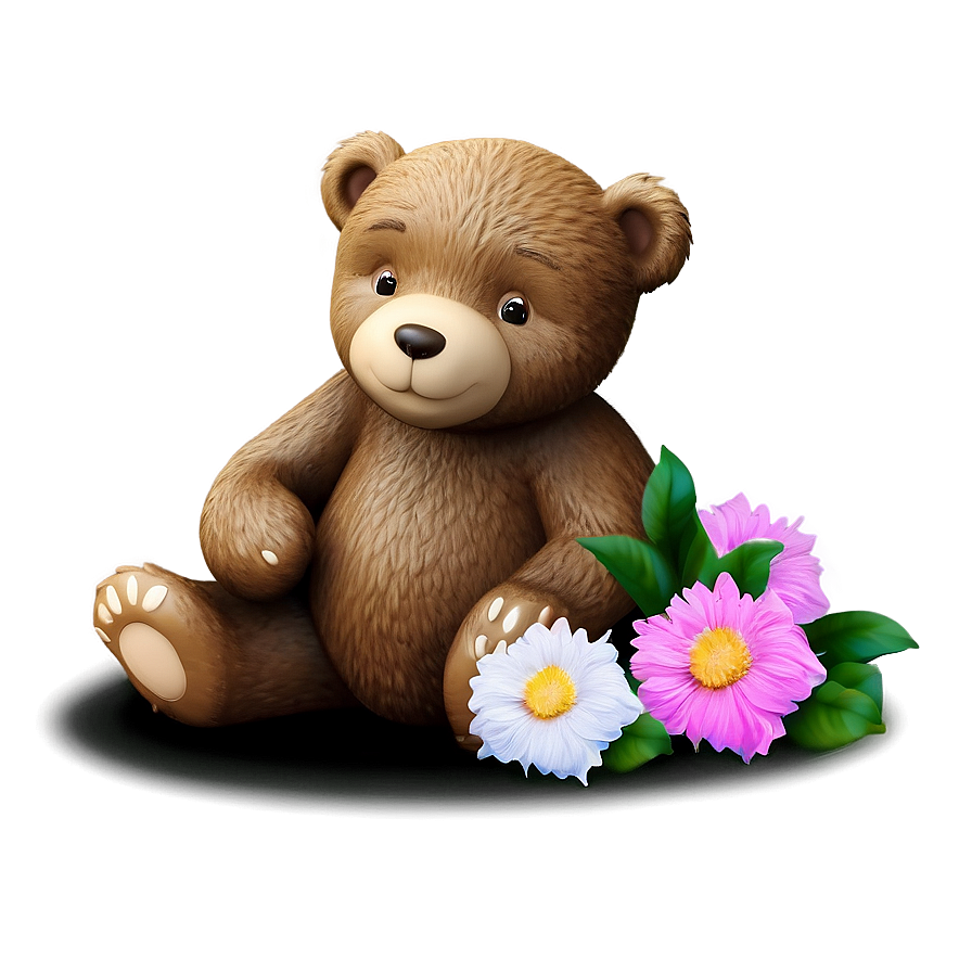 Bear And Flowers Png 05032024 PNG