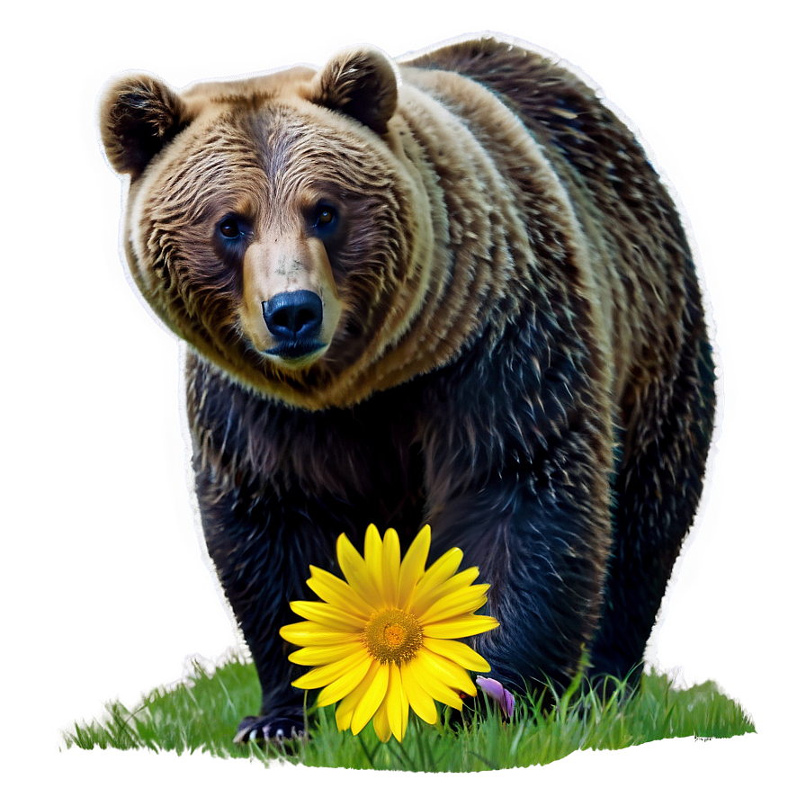 Bear And Flowers Png Grj48 PNG