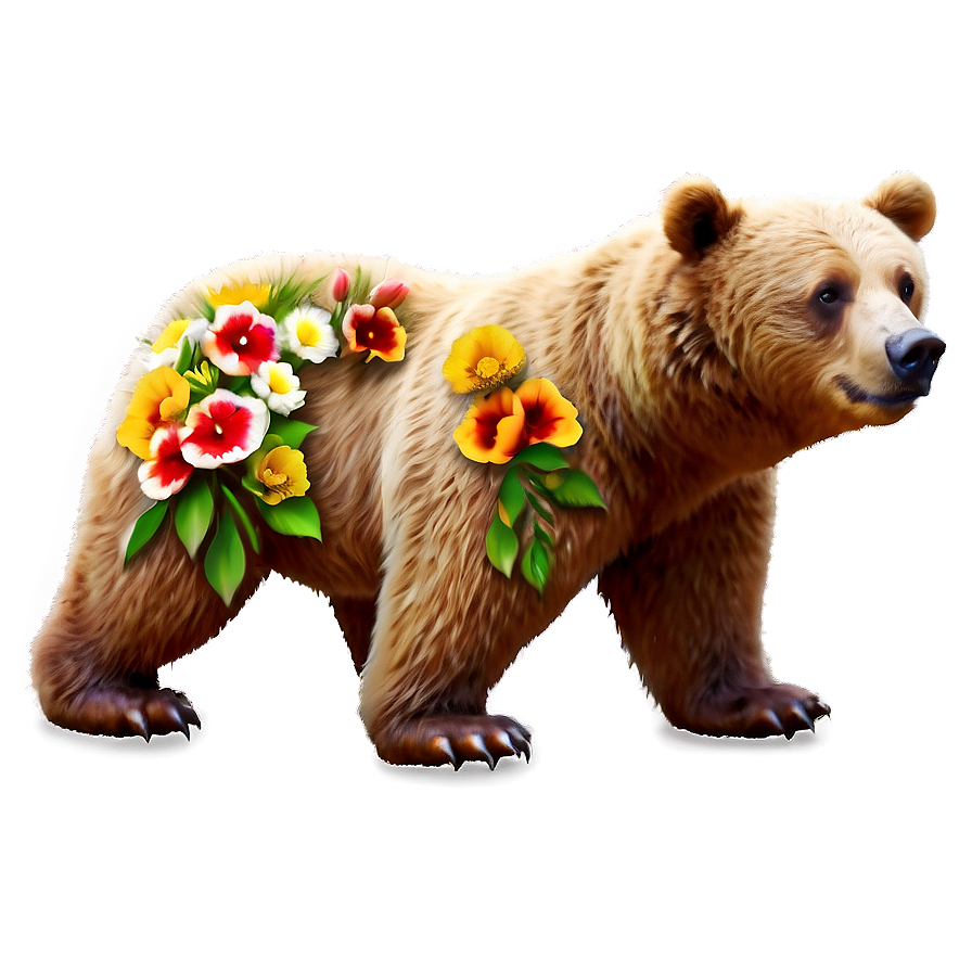 Bear And Flowers Png Pmt57 PNG