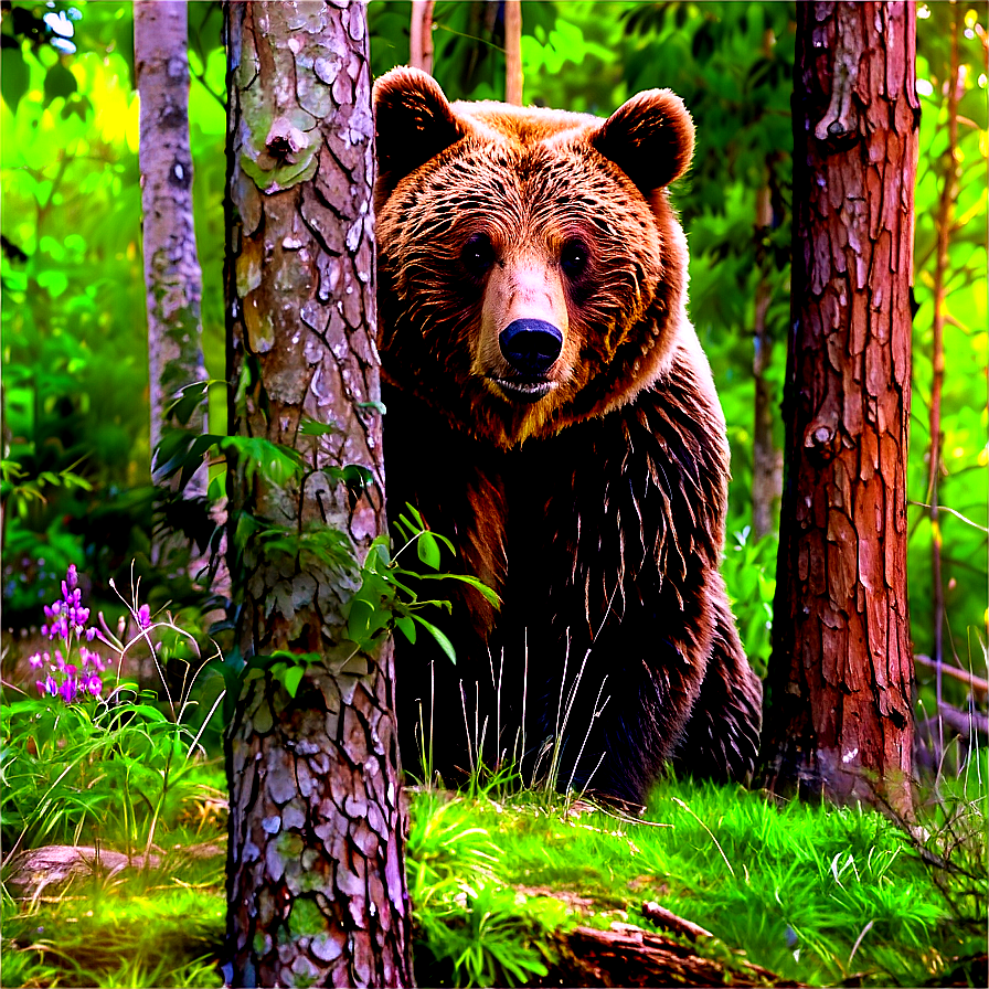 Bear In Forest Png Qib83 PNG