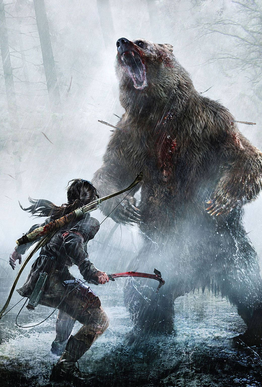 Bear Versus Tomb Raider Iphone Tapet Wallpaper