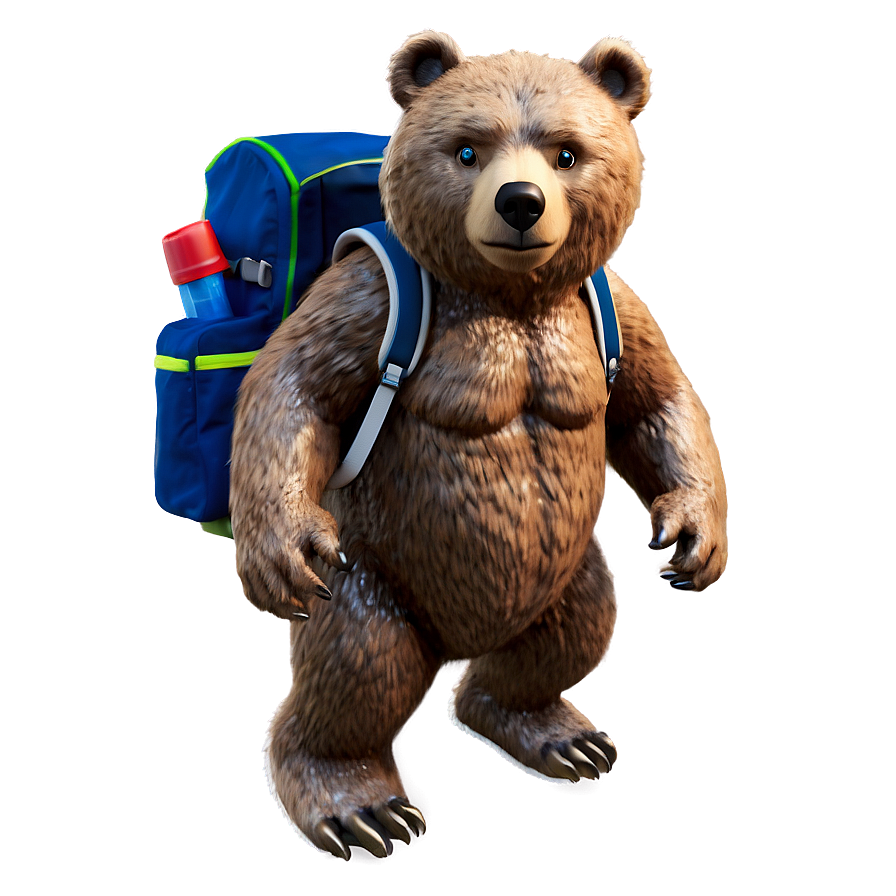 Bear With Backpack Png 05032024 PNG