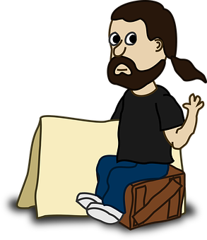 Bearded Cartoon Man Sitting PNG