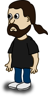Bearded Cartoon Man Standing PNG