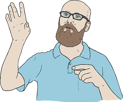 Bearded Man Greeting Illustration PNG