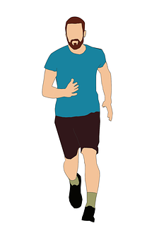 Bearded Man Running Illustration PNG