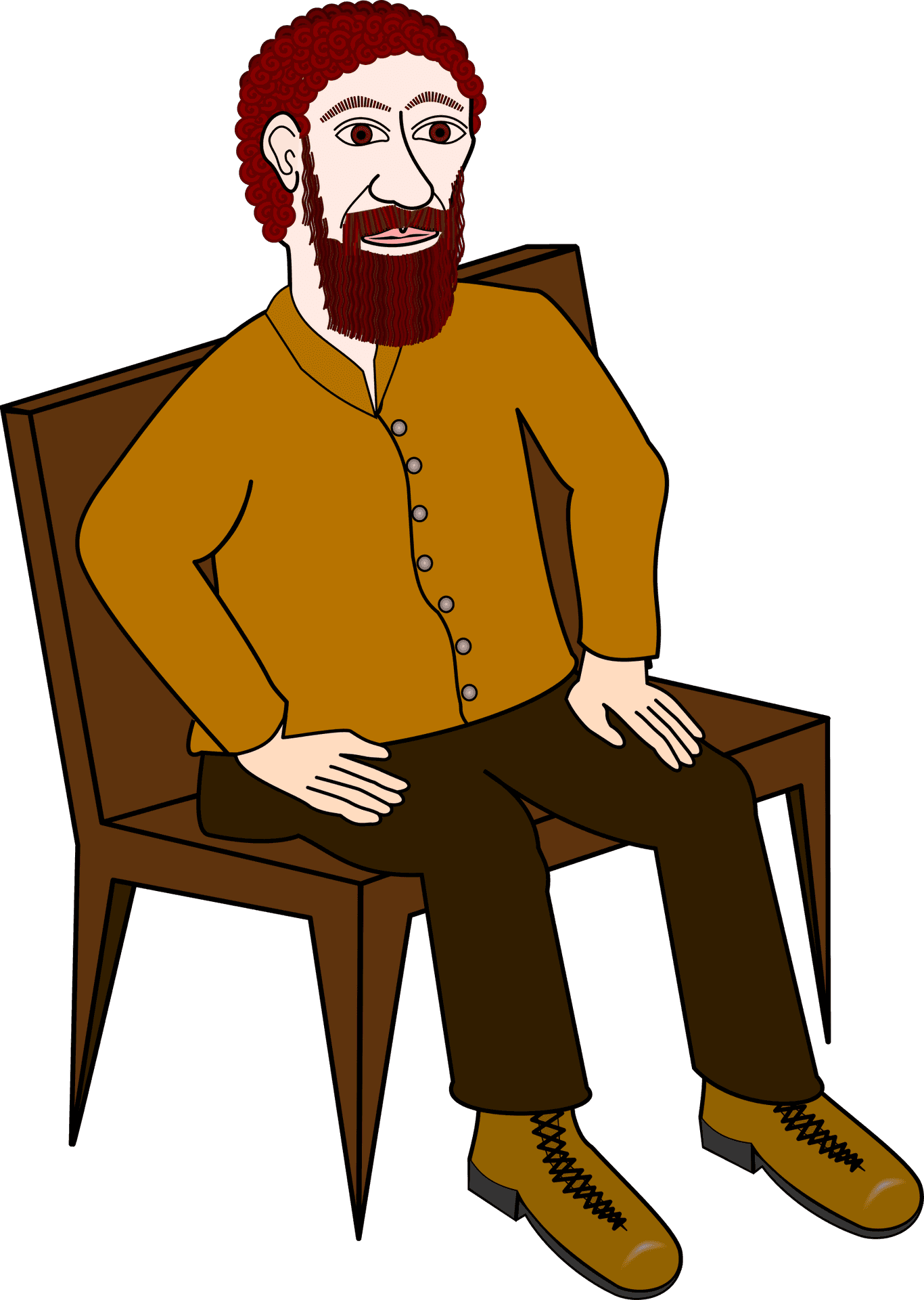 Bearded Man Sittingin Chair Illustration PNG