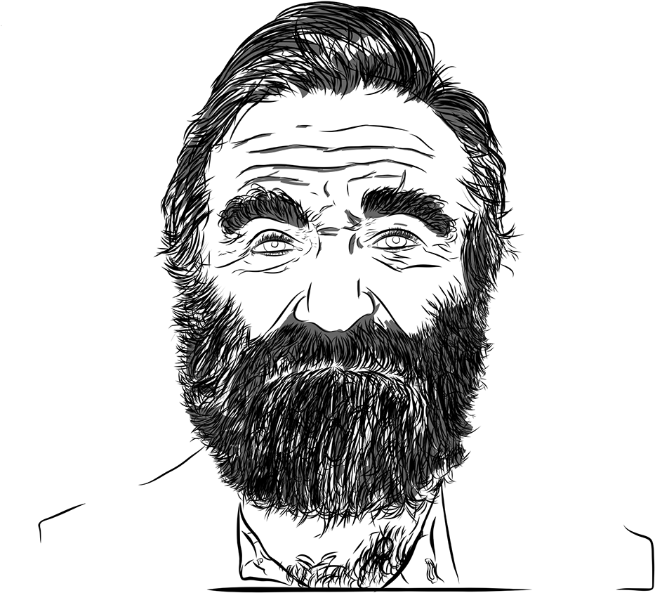 Bearded Man Sketch Artwork PNG