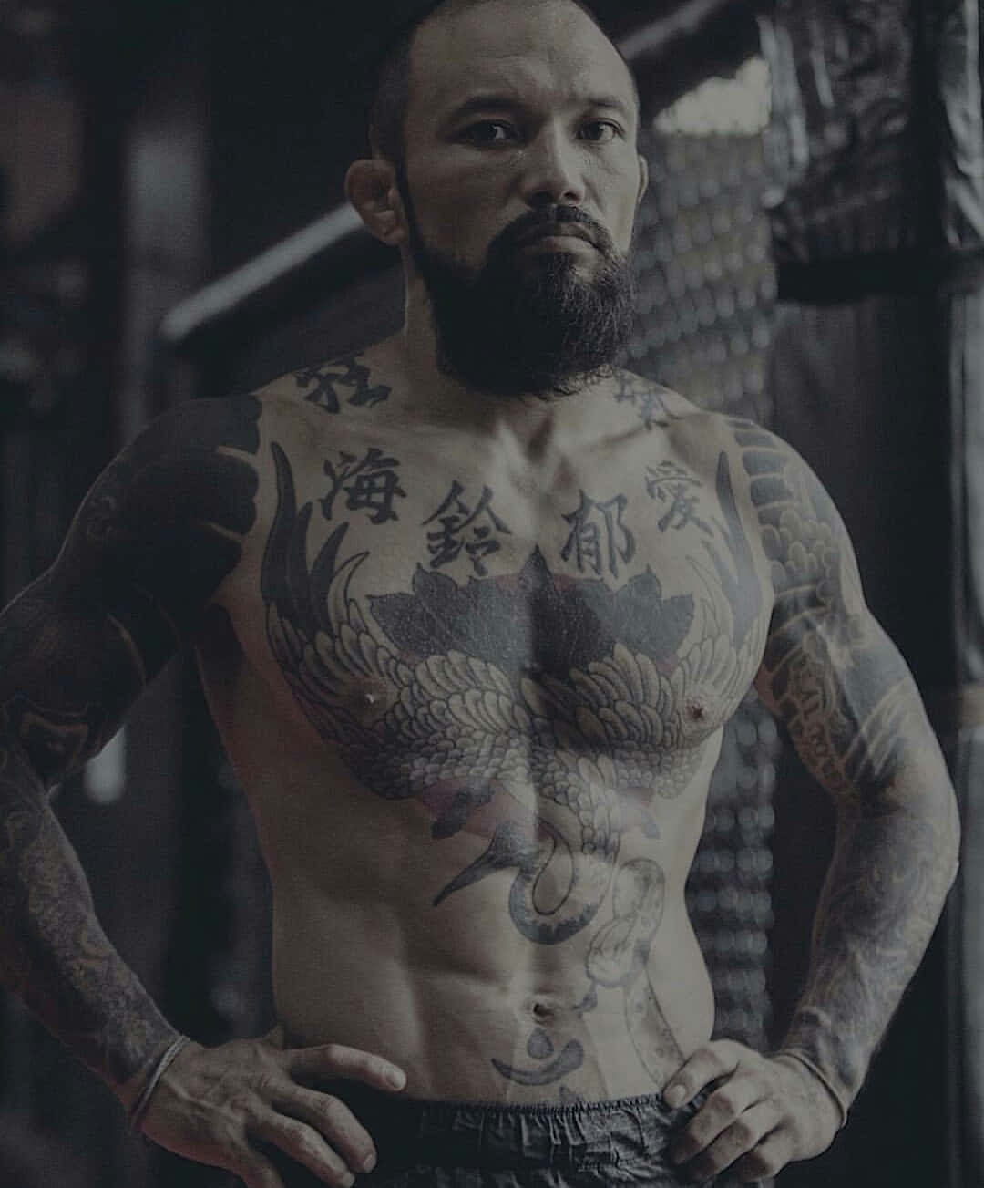 Skægget professionel MMA fighter Norifumi Yamamoto med tatoveringer Wallpaper