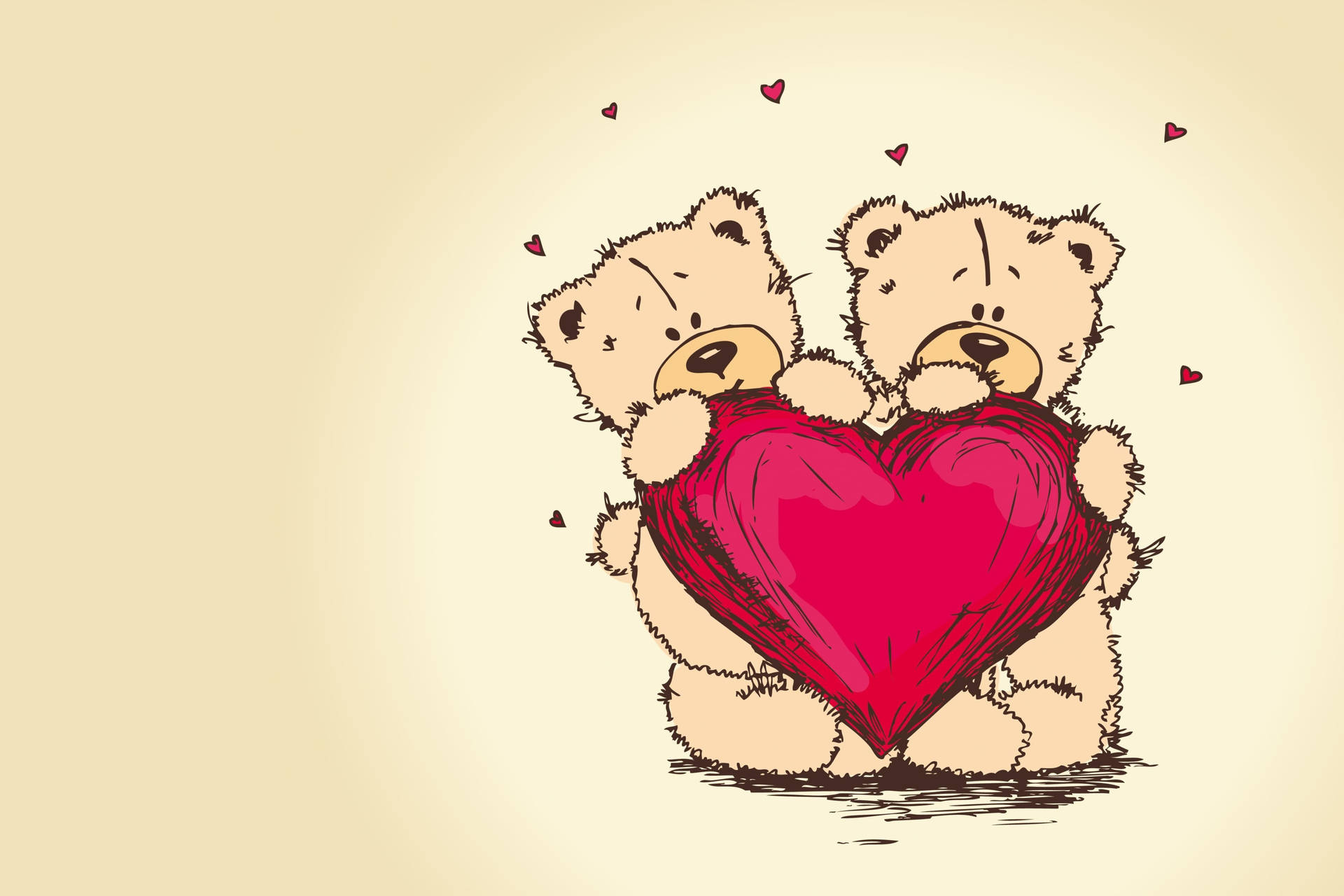 Bears With Heart Love Drawing Wallpaper