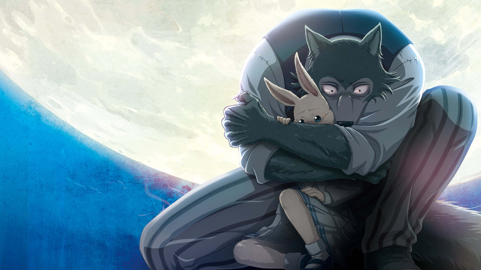 Pelukan Legoshi Dan Haru Beastars Wallpaper