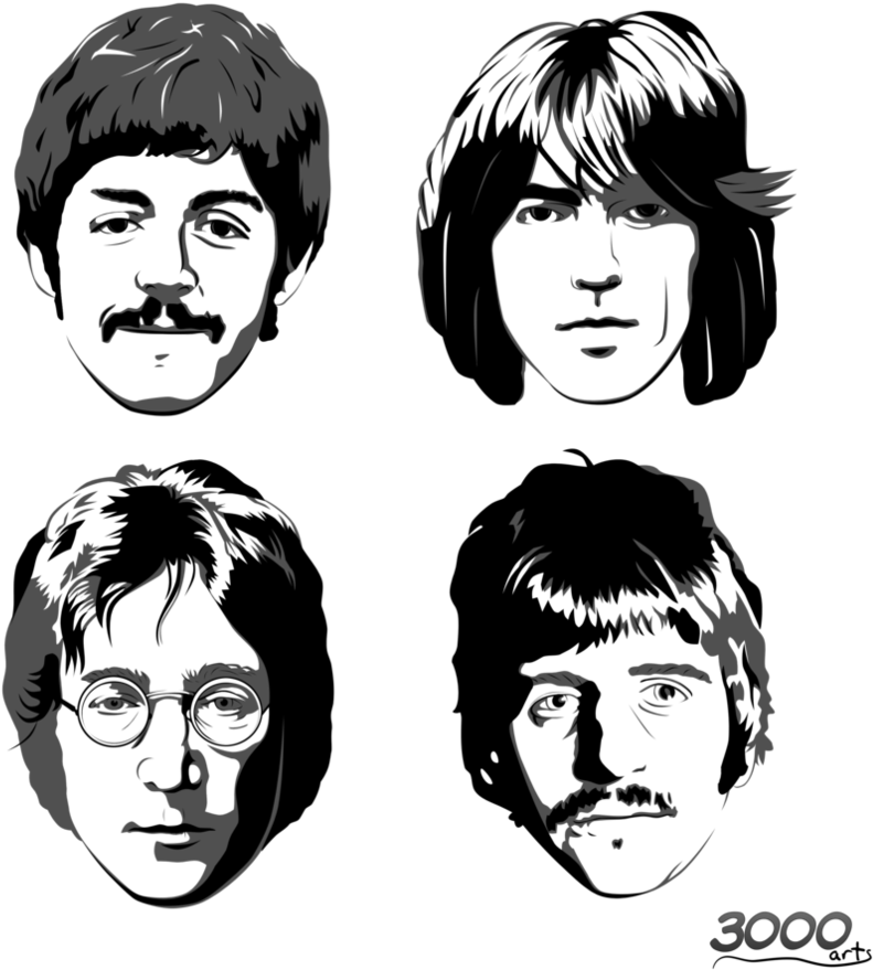 Beatles Iconic Portraits PNG