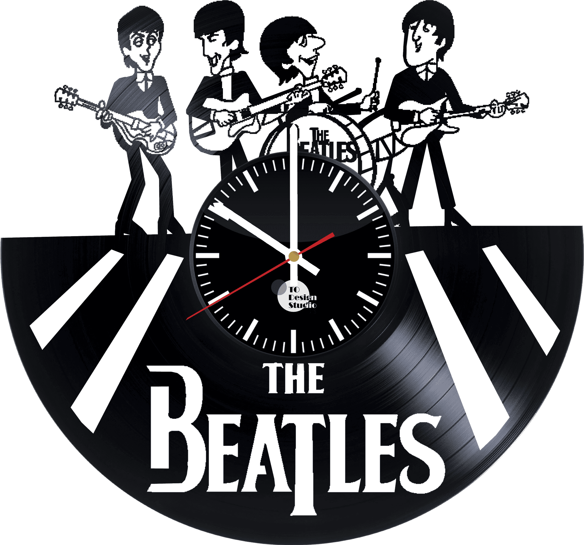 Beatles Vinyl Clock Design PNG