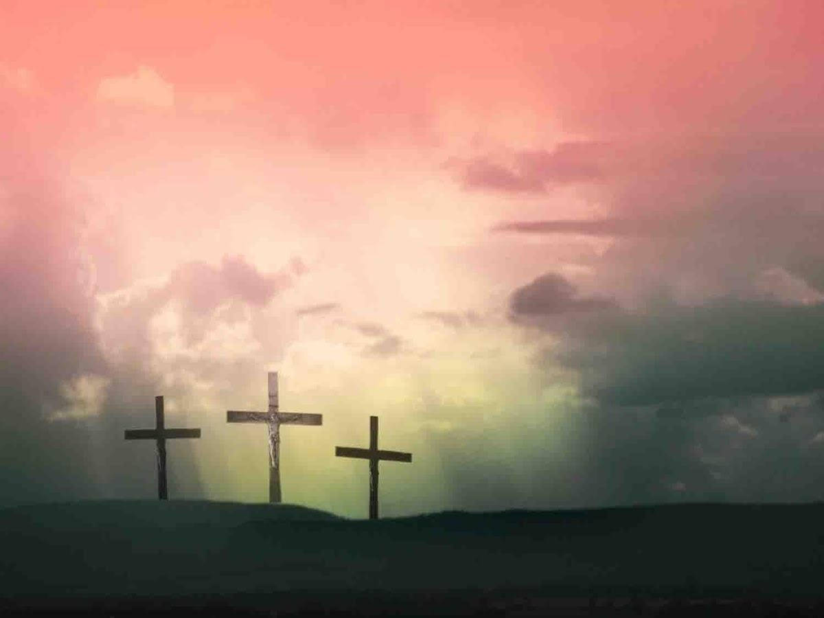 Three crosses representing faith and hope. Wallpaper