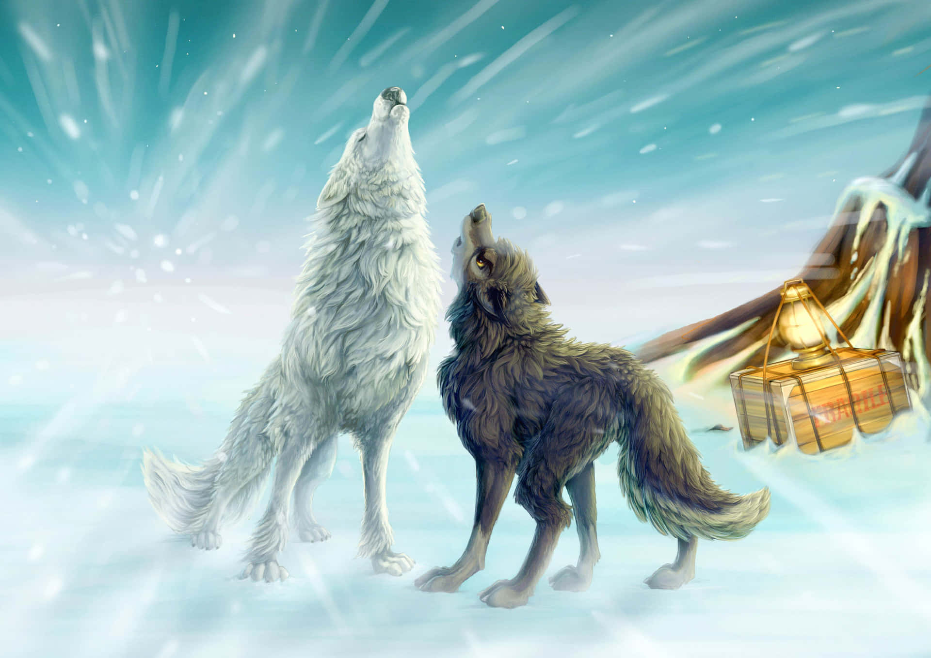 Smukke ulv Fantastiske dyr Vildt tapet Wallpaper