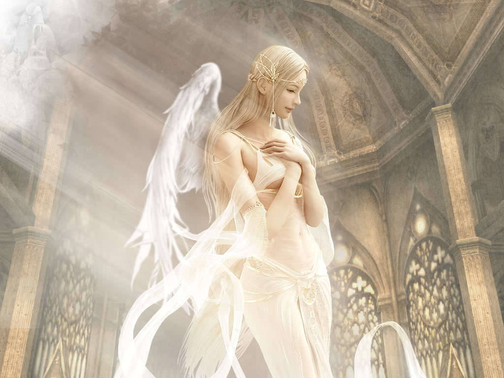 Beautiful Angels Bathed In White Light Wallpaper