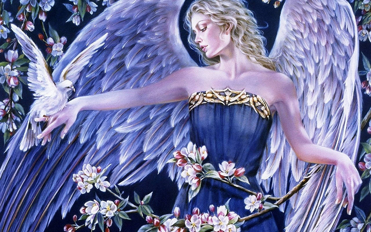 Beautiful Angels In Blue Dress Wallpaper