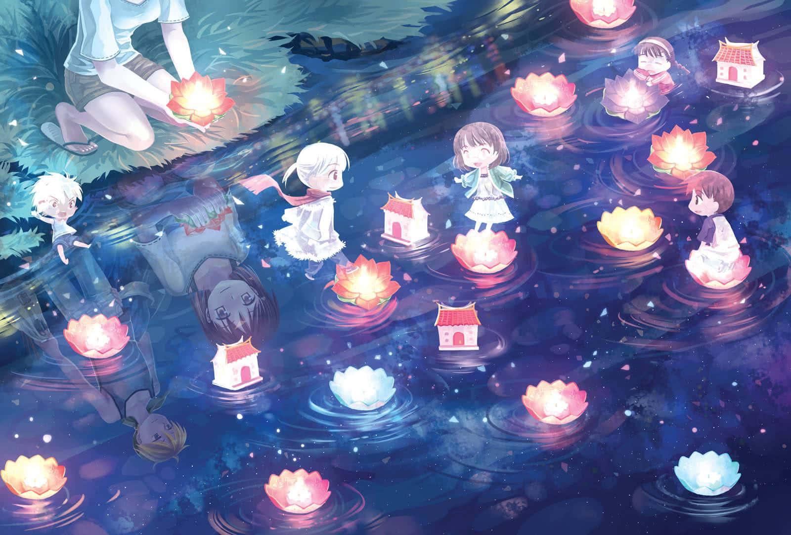 Enchanting Anime Landscape with Magical Floating Islands