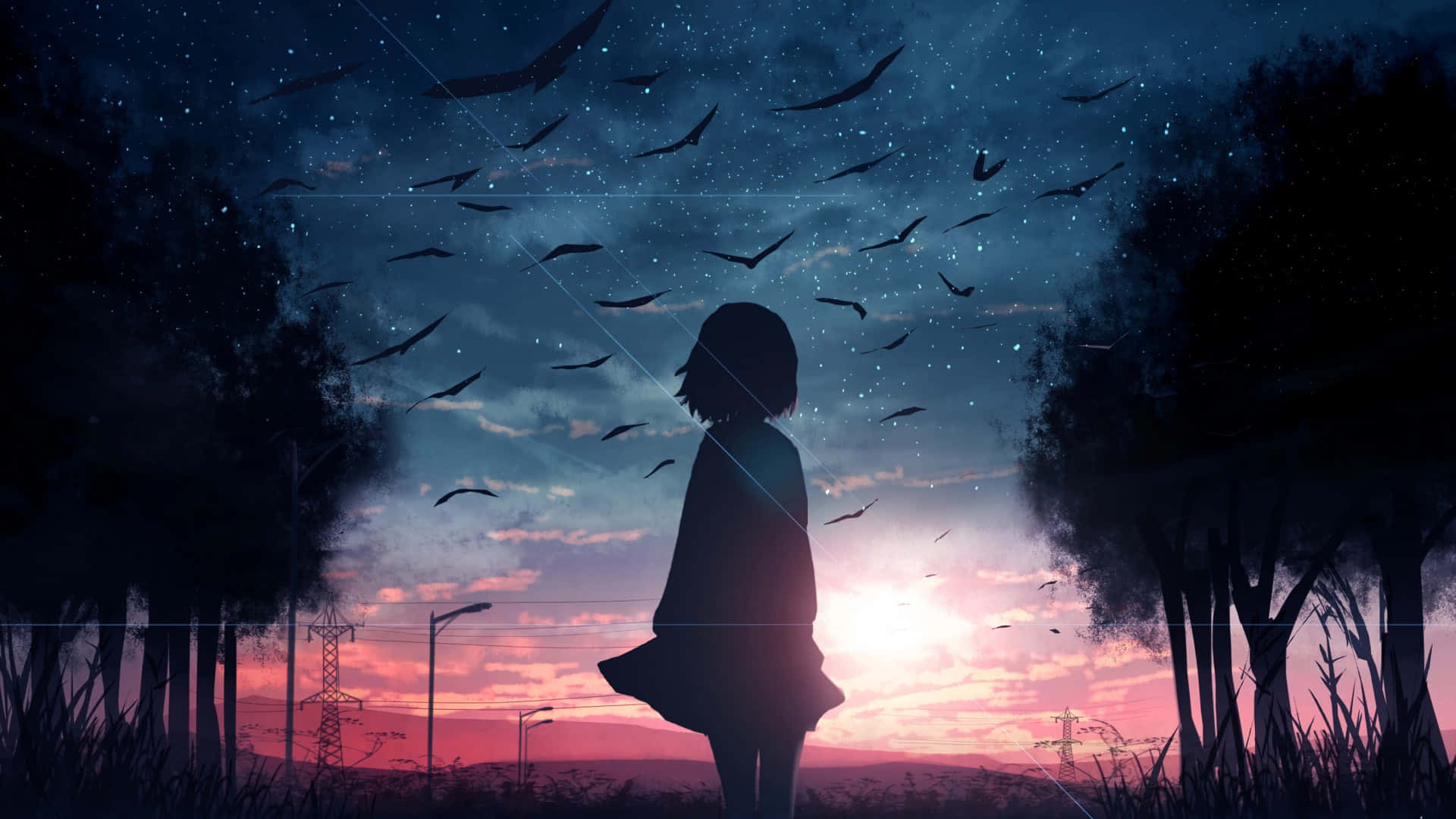 Enchanting Anime Sunset Landscape