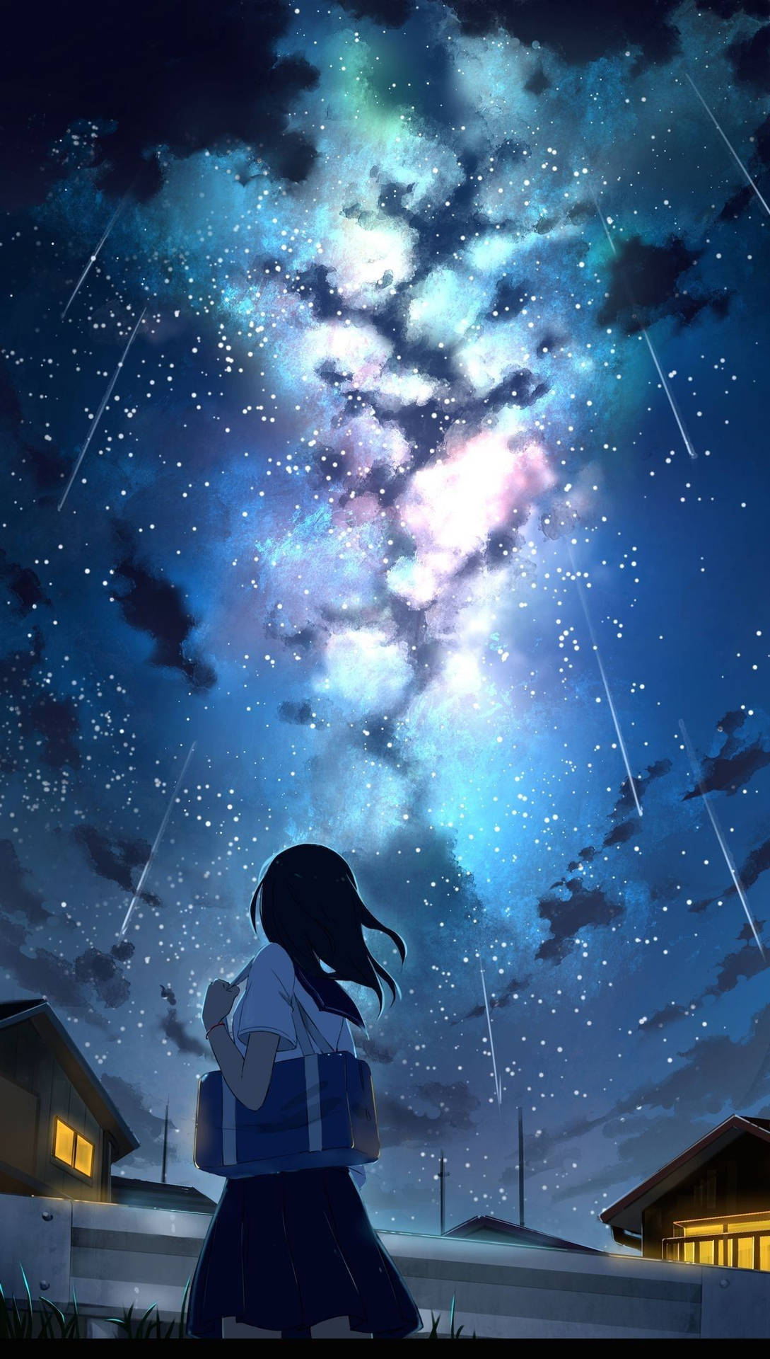 Download Beautiful Anime Galaxy Night Sky Wallpaper 