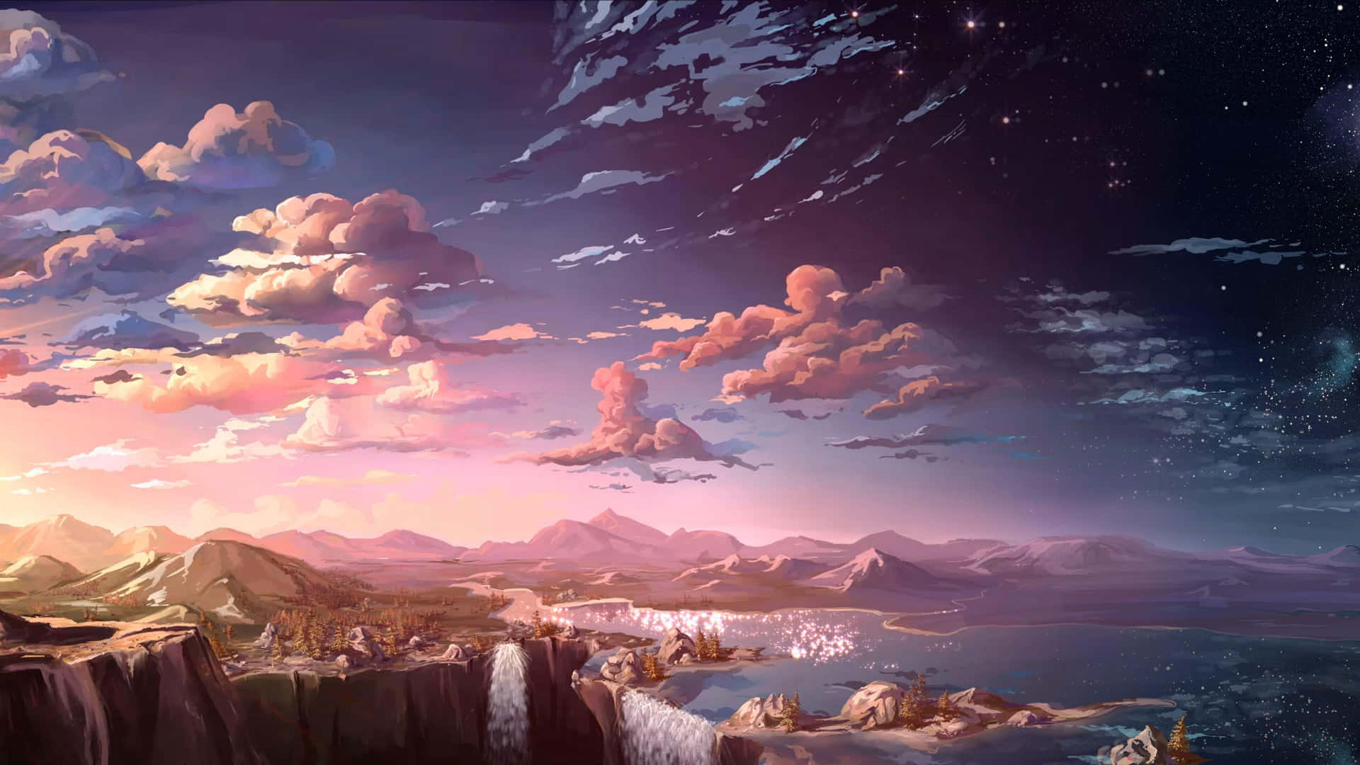 “take In The Scenery As You Explore A Peaceful Anime Landscape.” Wallpaper
