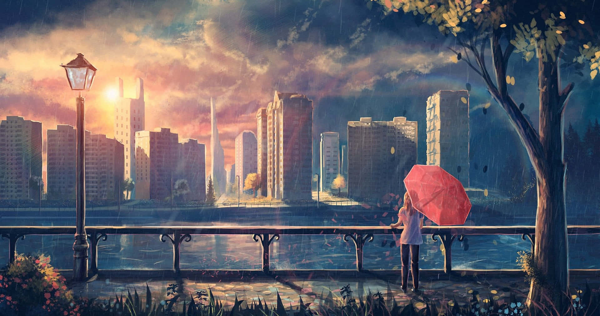 "a Mesmerizing View Of A Breathtakingly Beautiful Anime Landscape" Wallpaper