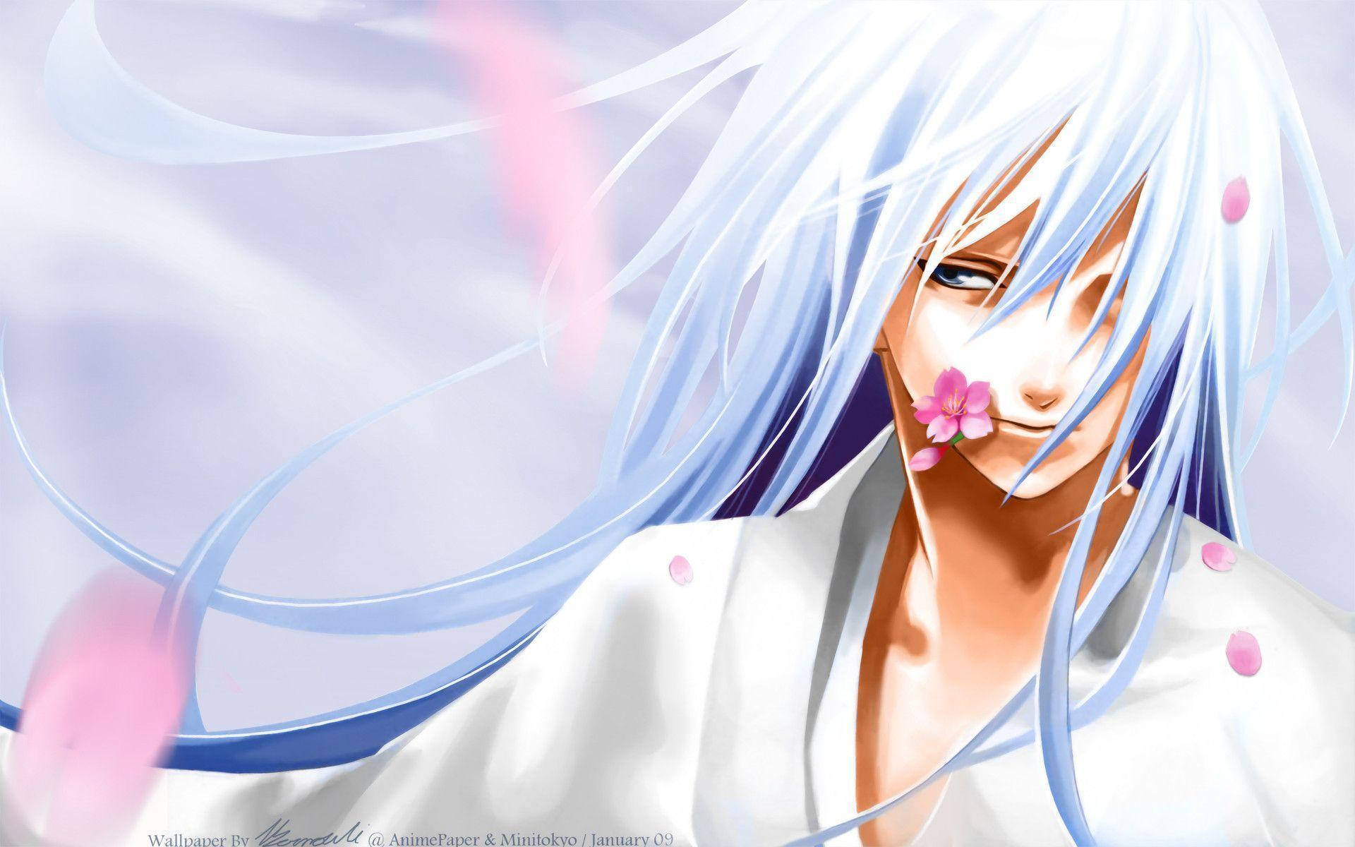 Beautiful Anime White-haired Man Wallpaper