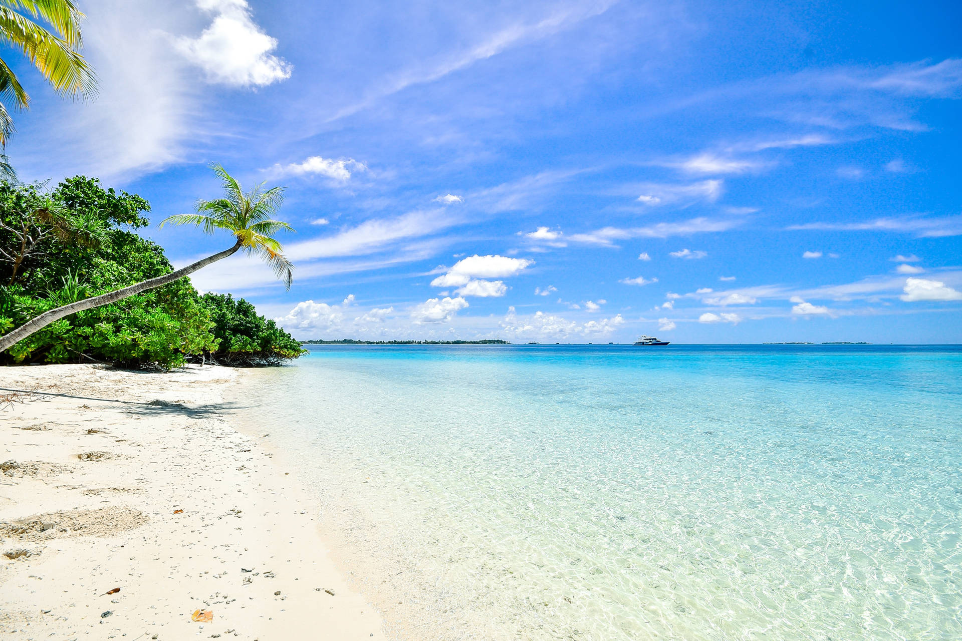 Beautiful Beach With A White Shore Wallpaper