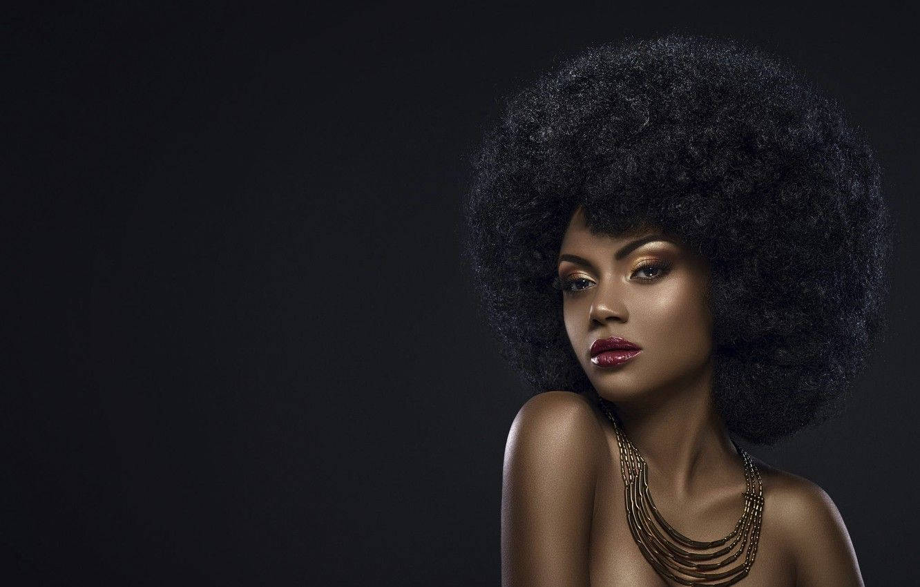 Beautiful Black Woman Afro Hair Wallpaper