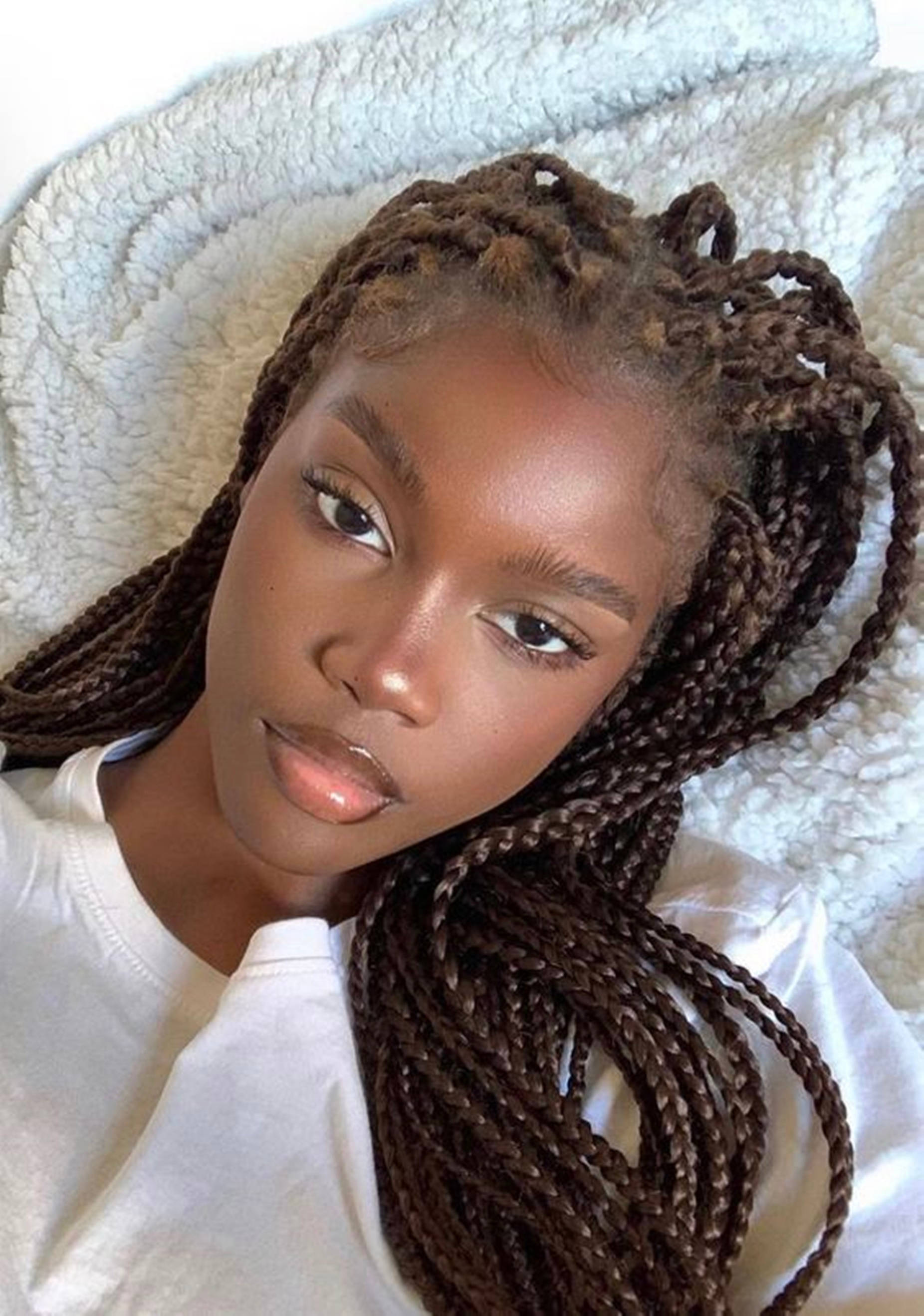 Beautiful Black Woman Box Braids Wallpaper