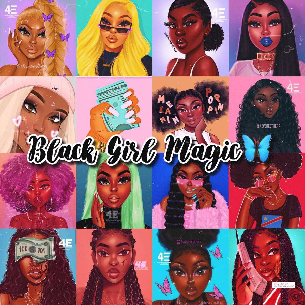 Beautiful Black Woman Collage Wallpaper
