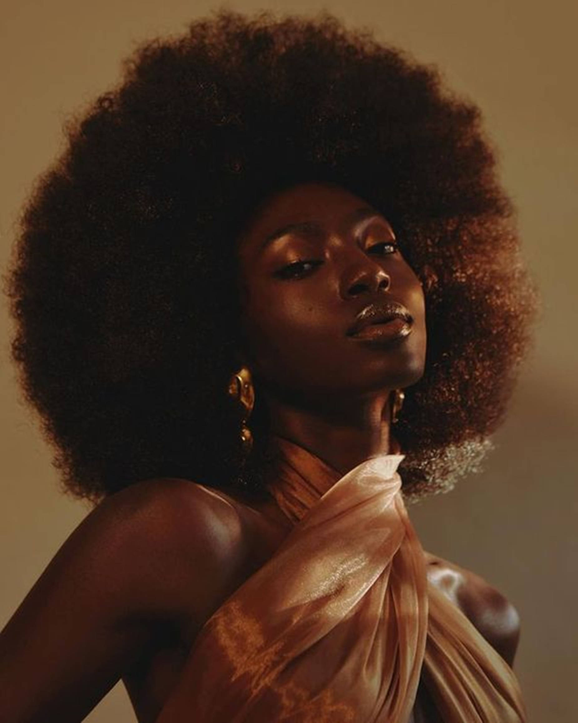 Beautiful Black Woman Golden Aesthetic Wallpaper