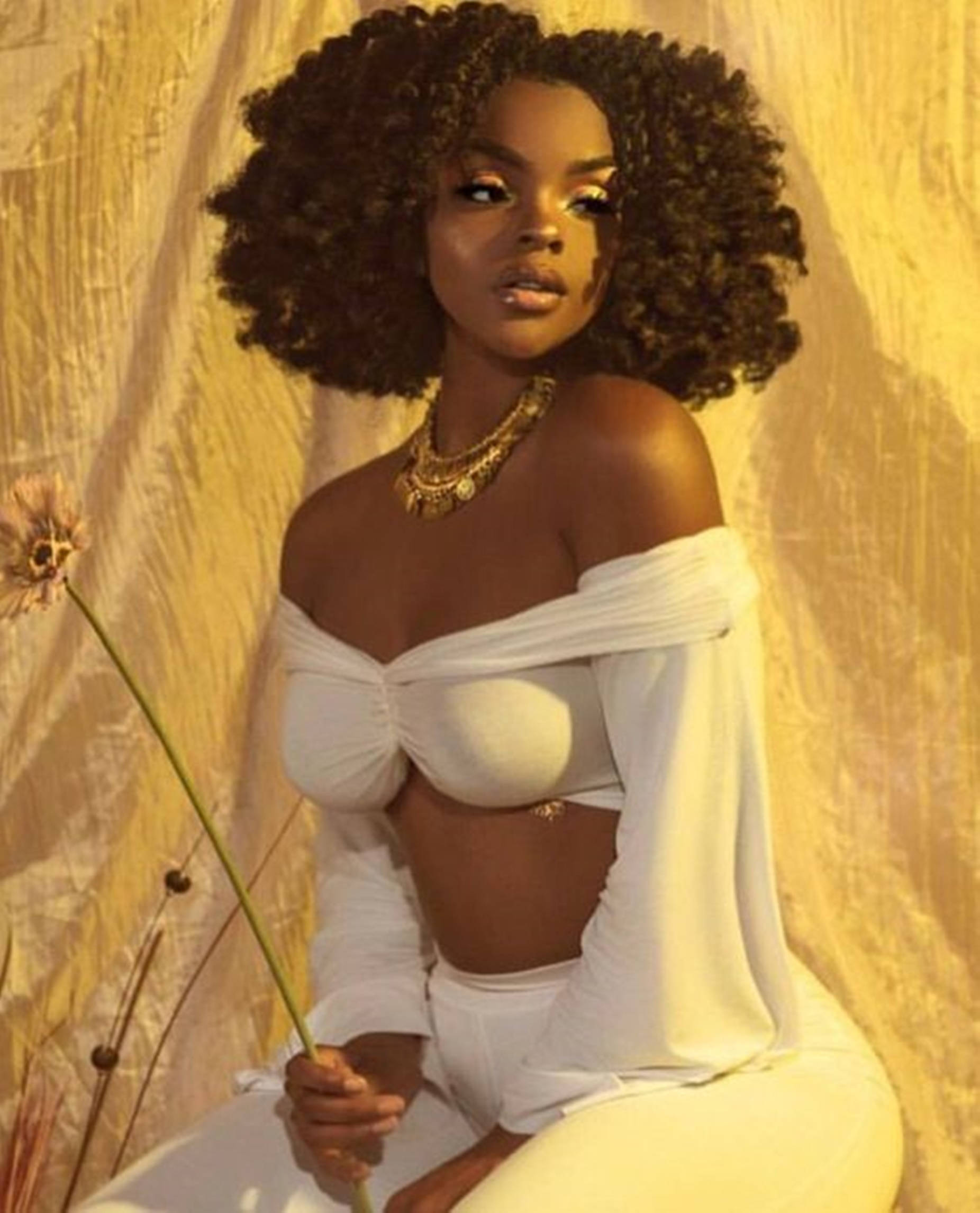 Beautiful Black Woman Golden Hour Wallpaper