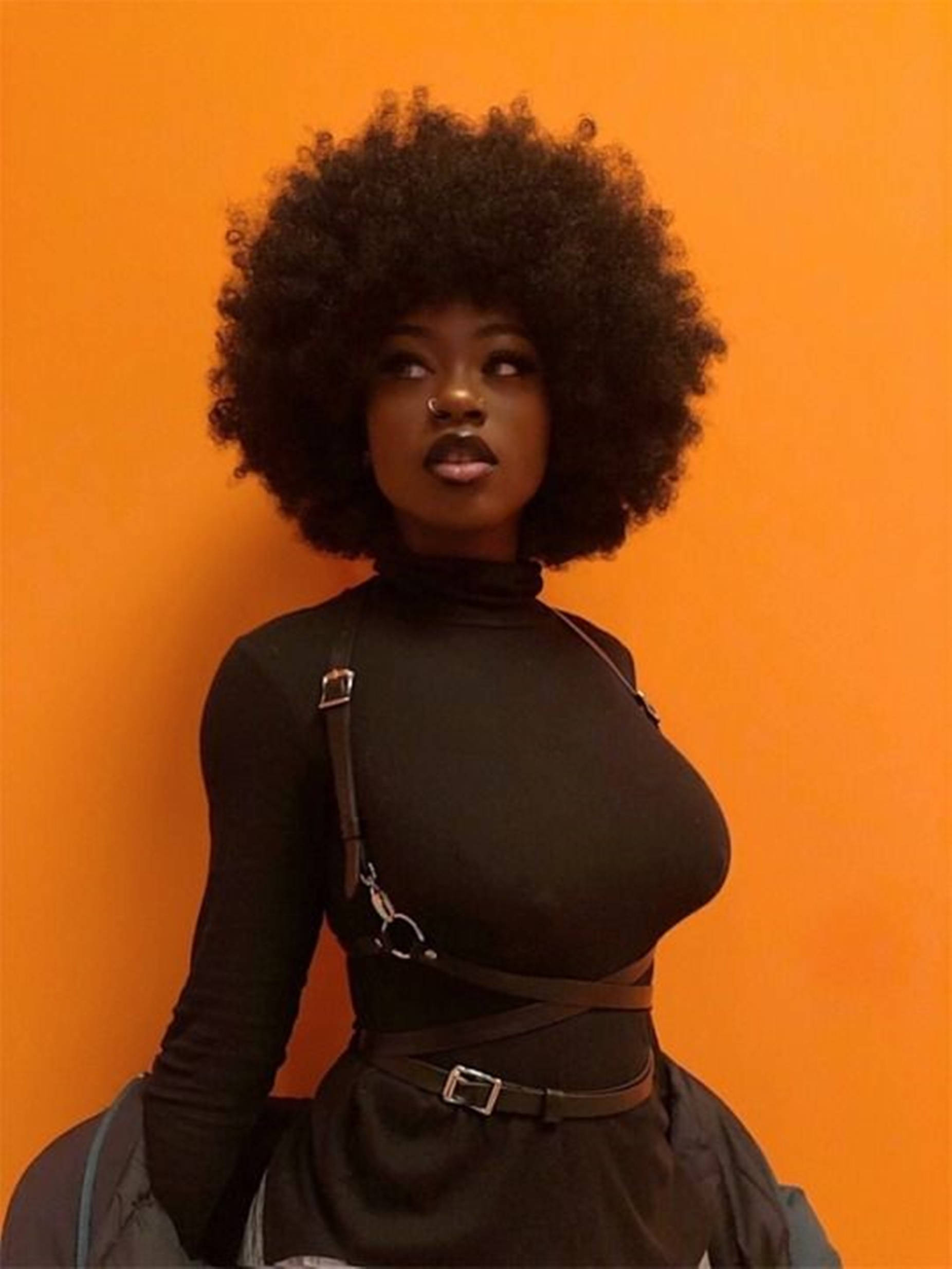 Beautiful Black Woman Orange Wallpaper