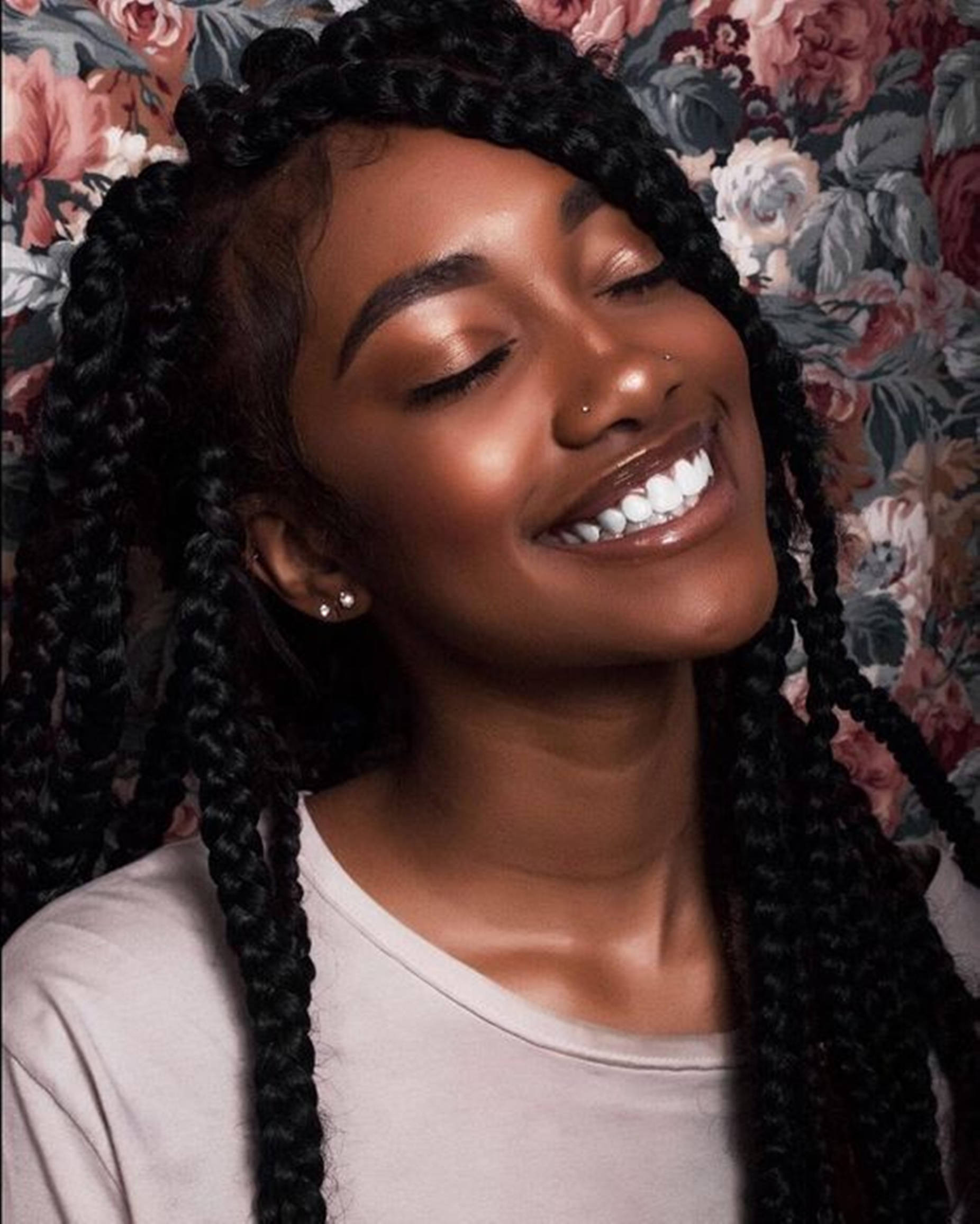 Beautiful Black Woman White Teeth Wallpaper