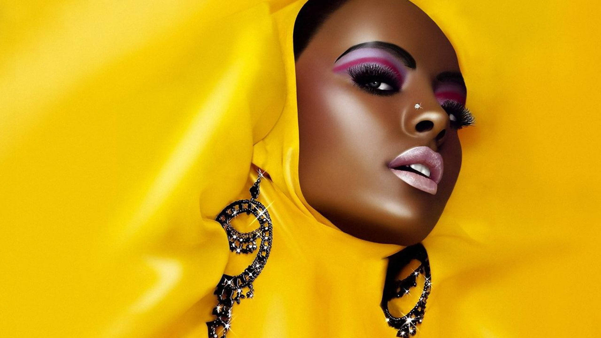 Beautiful Black Women Yellow Background Wallpaper