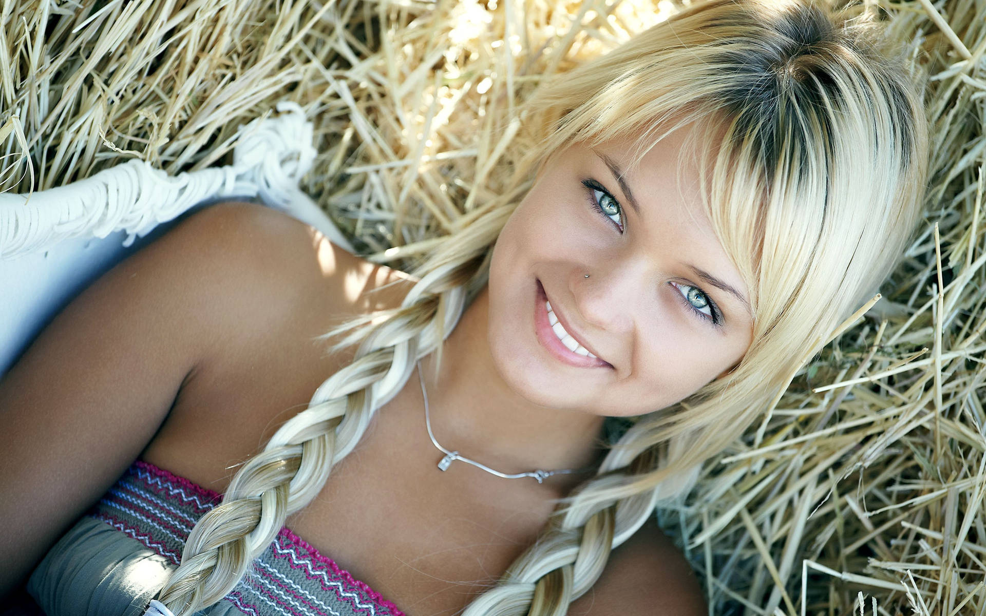 Beautiful Blonde With Braided Hair Wallpaper