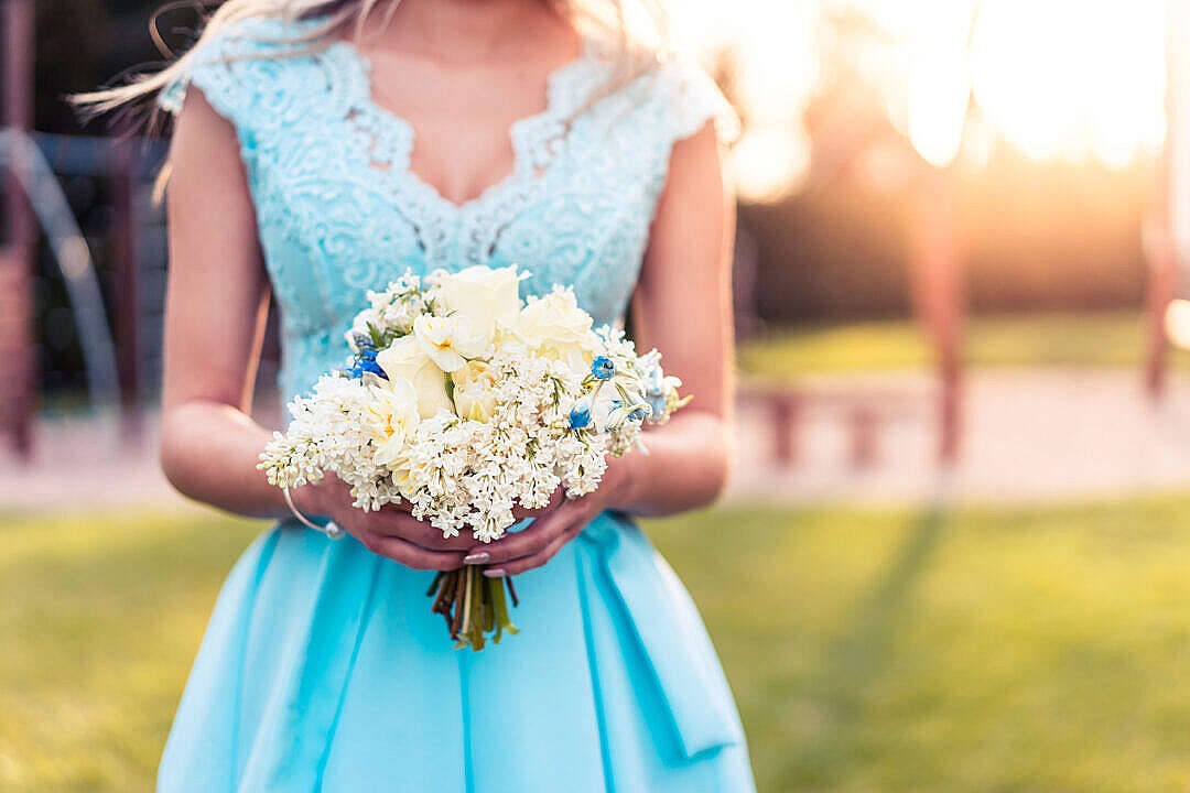 Beautiful Blue Bridesmaid Wedding Dress Wallpaper