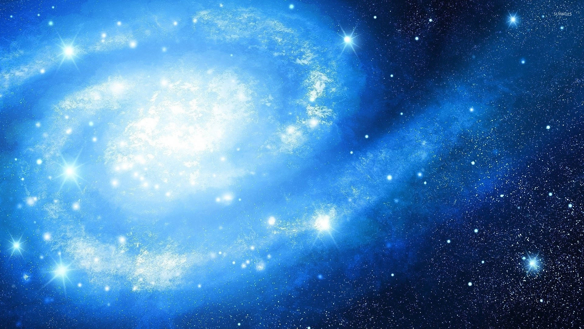Beautiful Blue Galaxy In Space Wallpaper