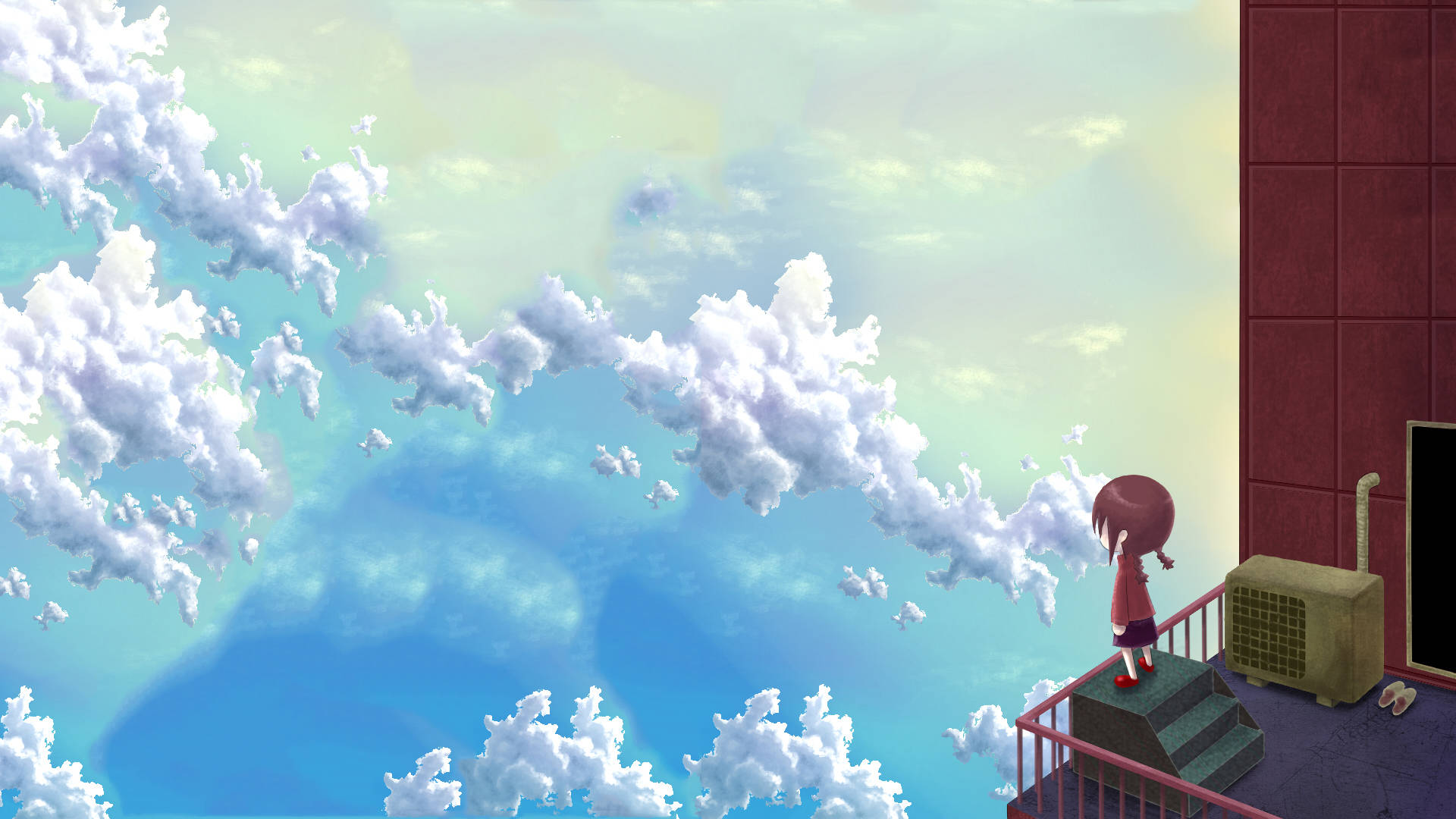 Beautiful Blue Sky Cartoon Wallpaper