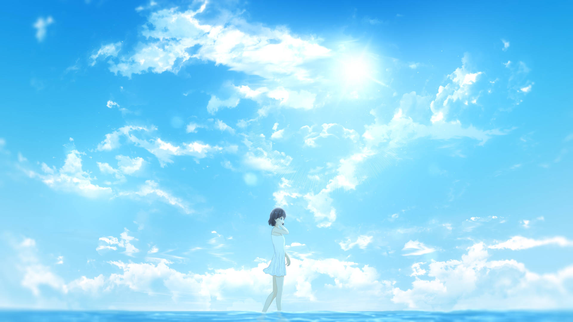 Vackerblå Himmel I Anime. Wallpaper