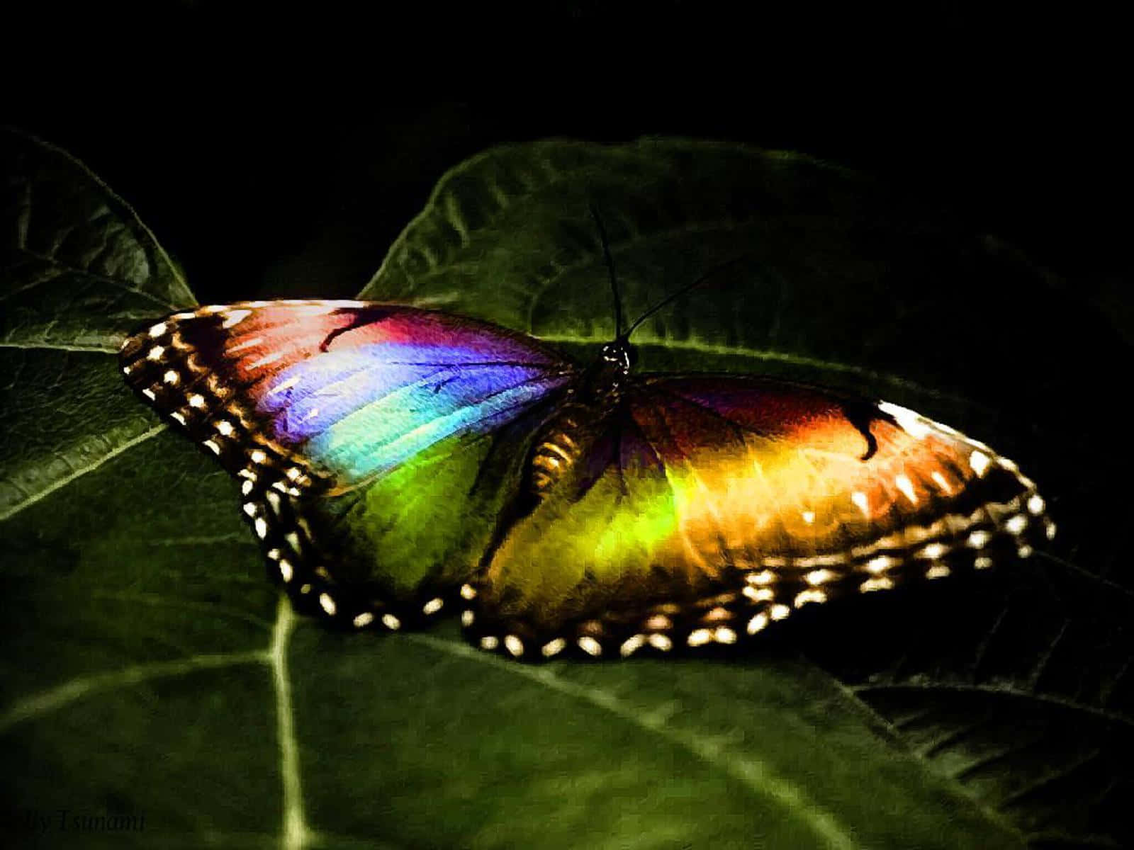 Einwunderschöner Schmetterling, Der Den Sonnigen Himmel Genießt.