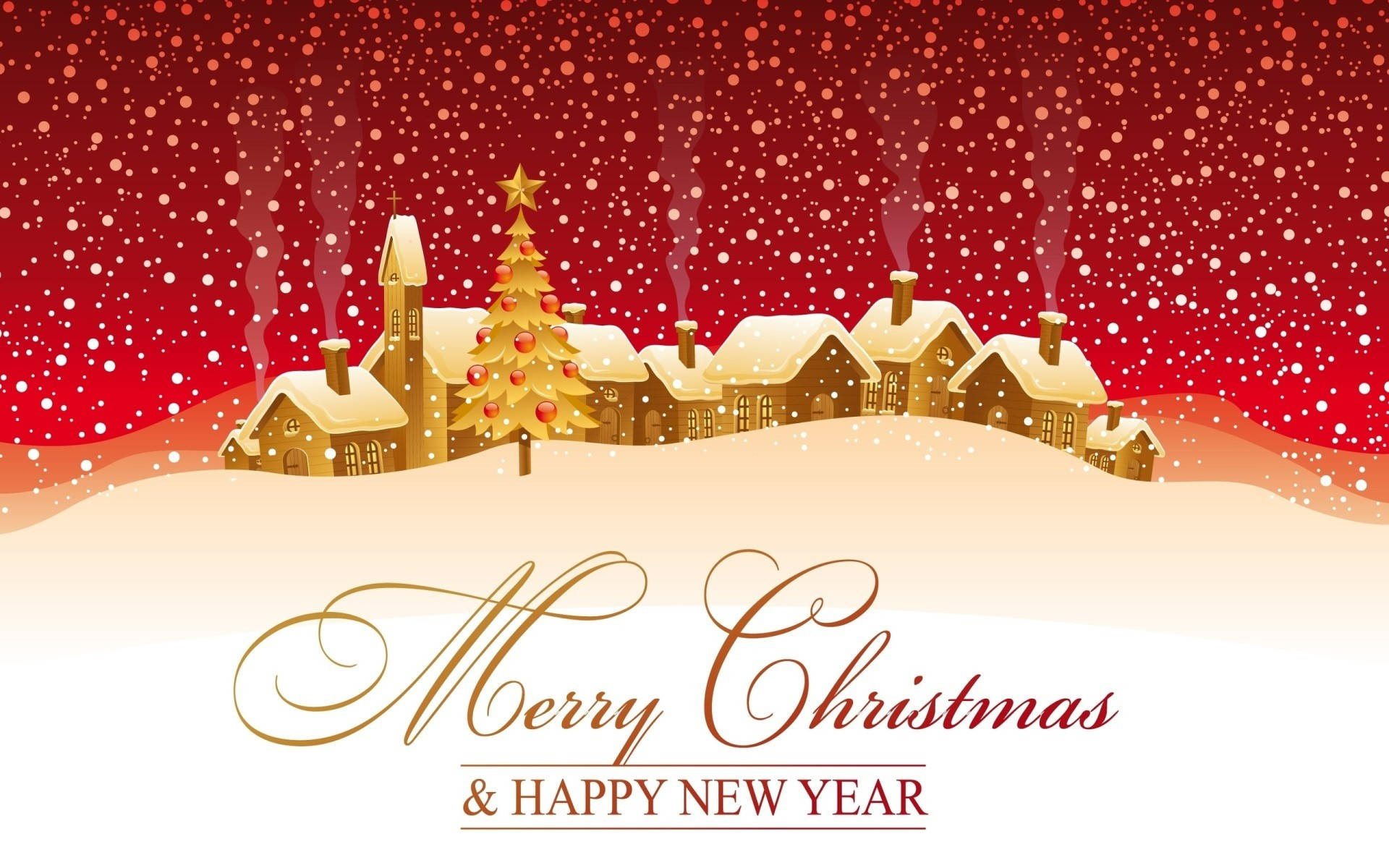 Beautiful Christmas And New Year Greeting Wallpaper