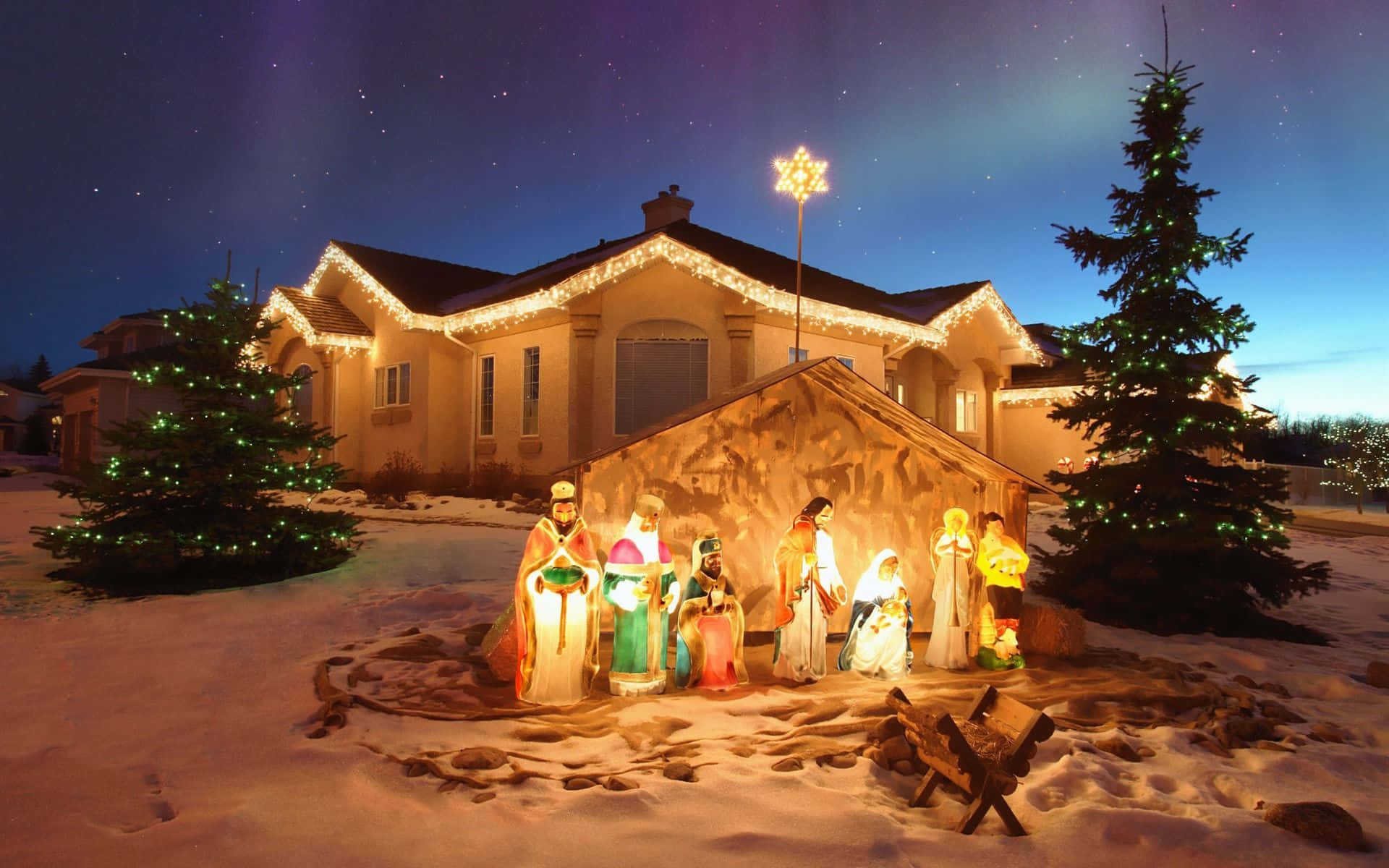 Smuk jul desktop nativity scene Wallpaper