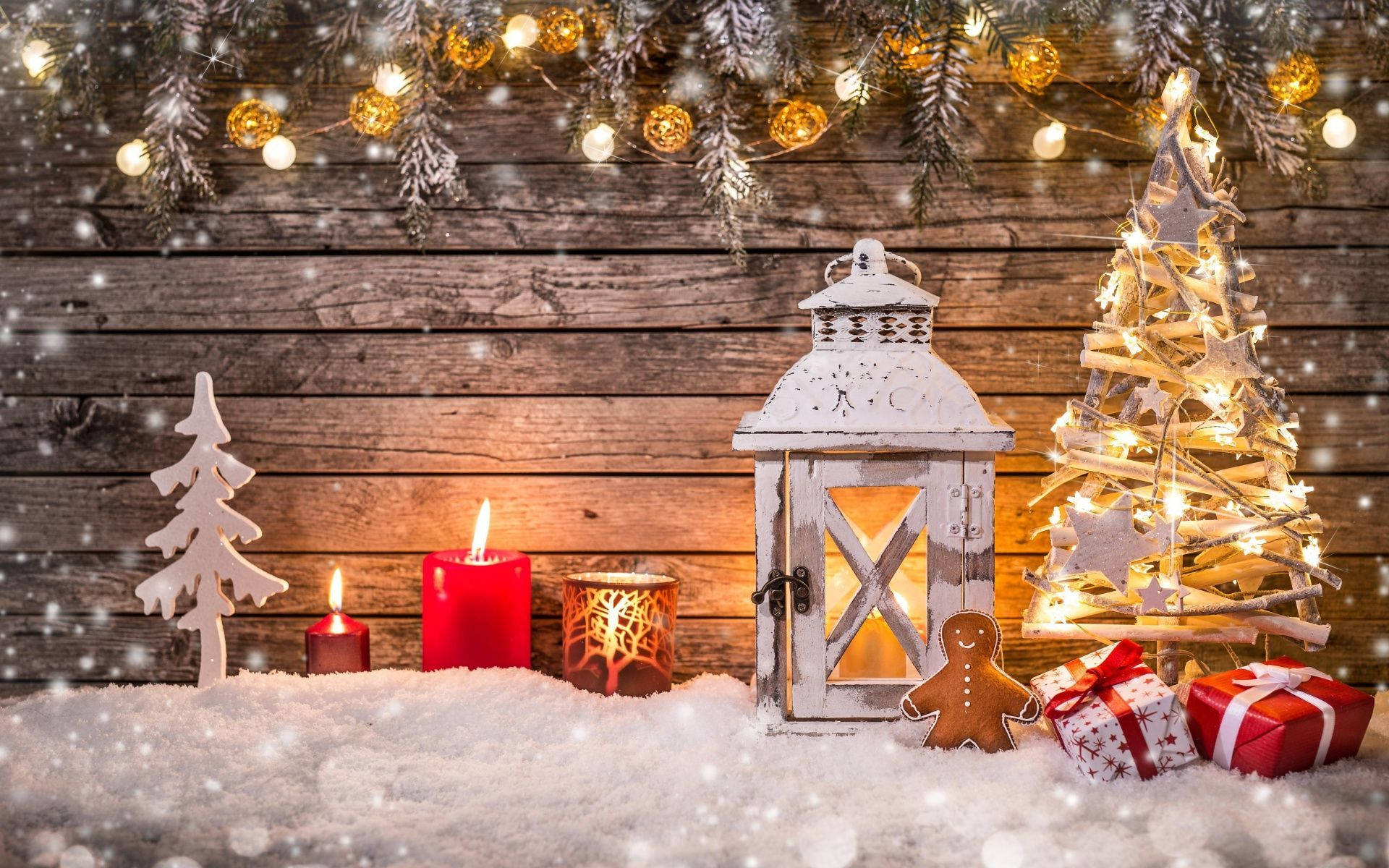 Beautiful Christmas Lantern In White Wallpaper