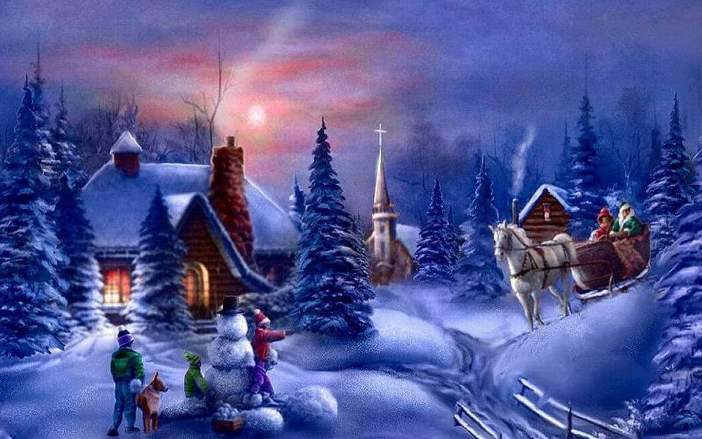 Etfredfyldt Vinterlandsbillede Dækket Af Sne Til En Smuk Jul
