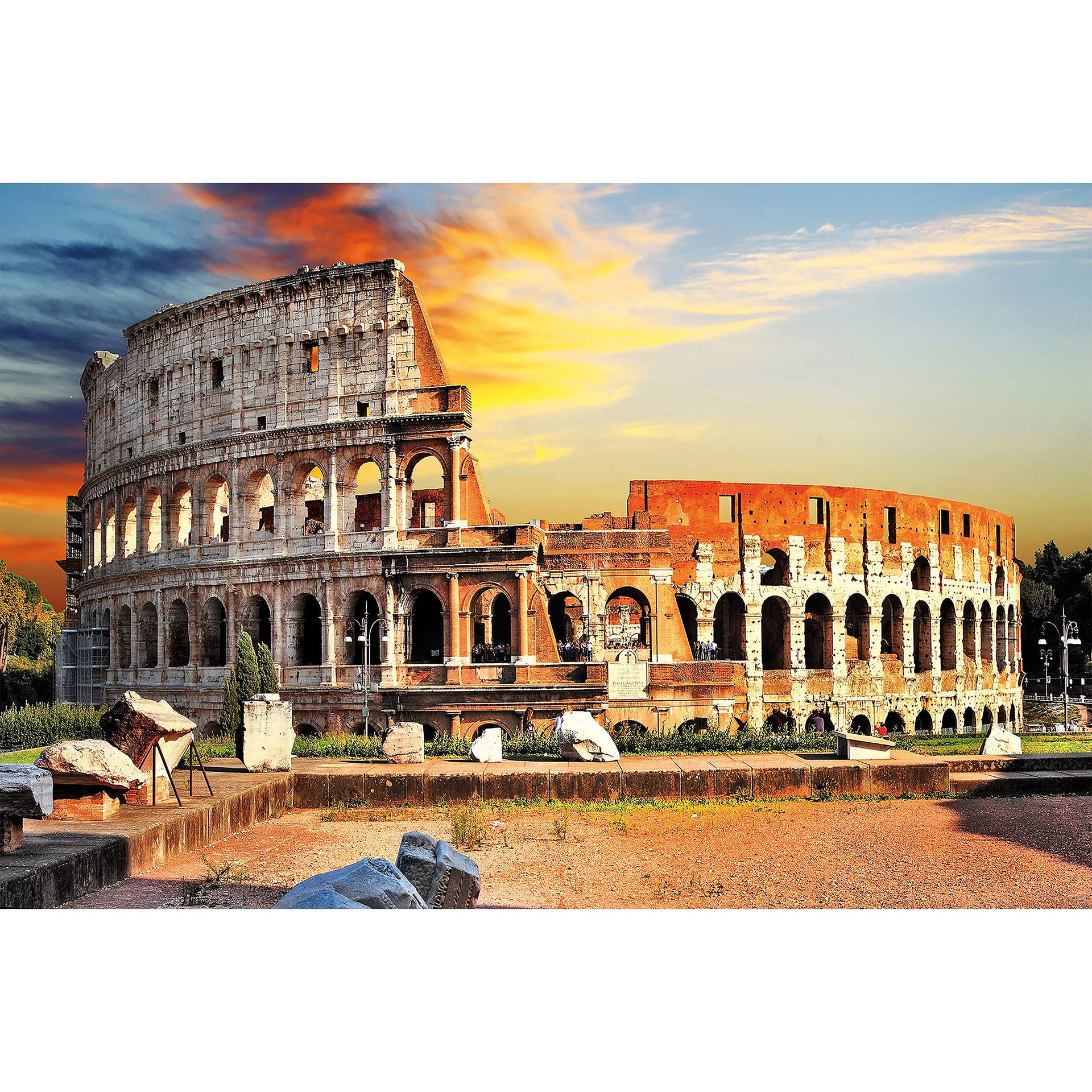 Smukke Colosseum Under Solnedgang Himmel Wallpaper