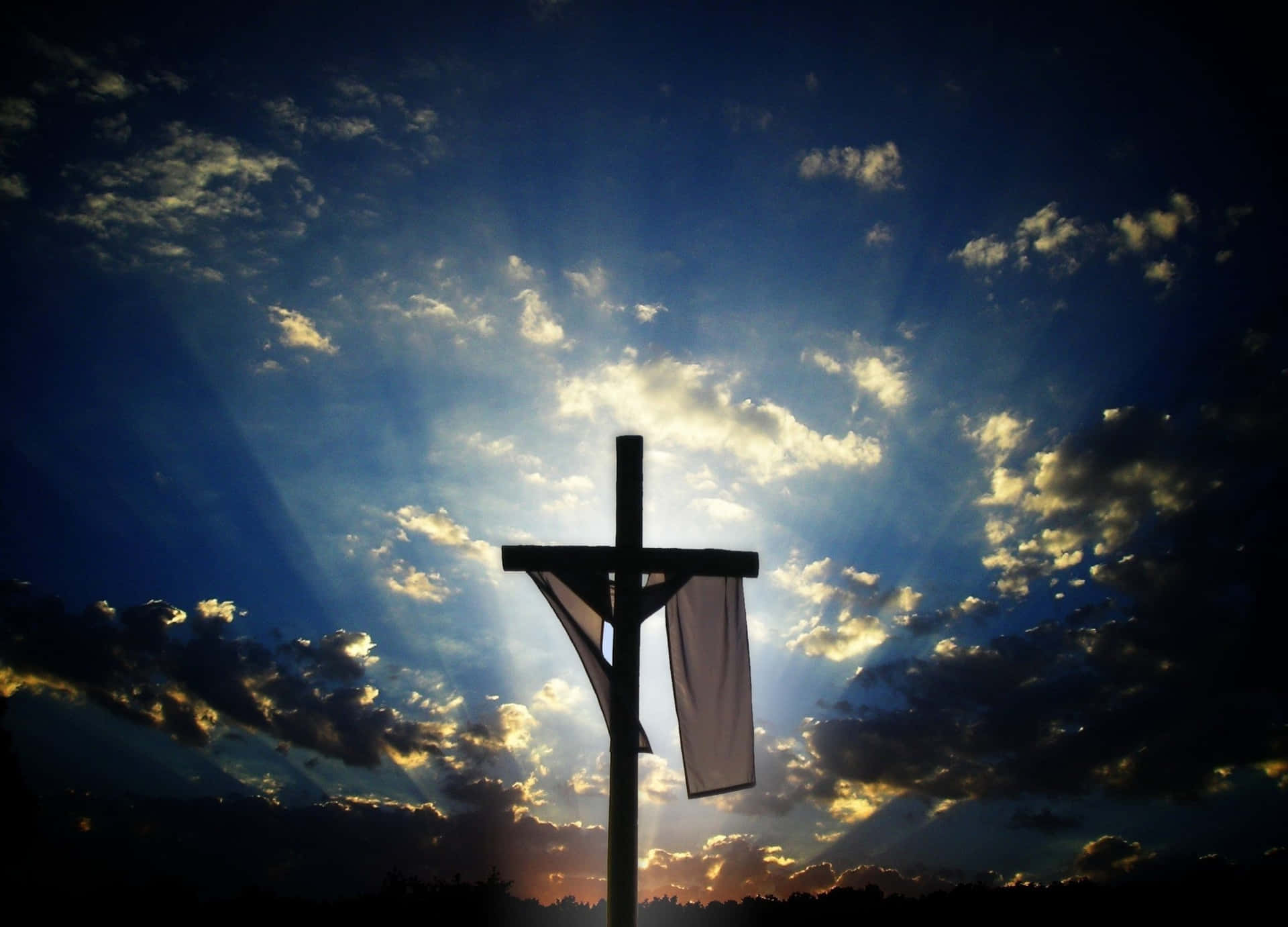 Easter Beautiful Cross With Blue Sky Wallpaper