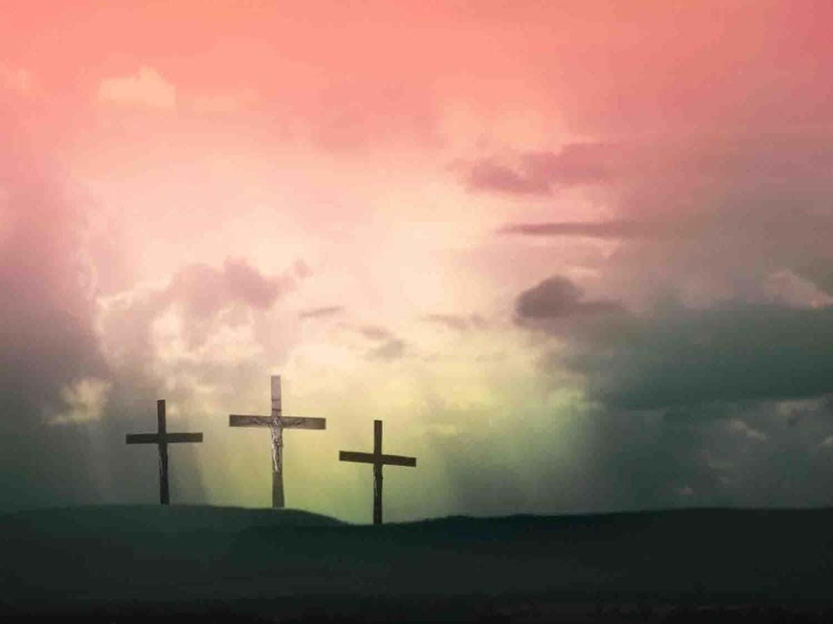 Beautiful Cross Pink Sky Picture
