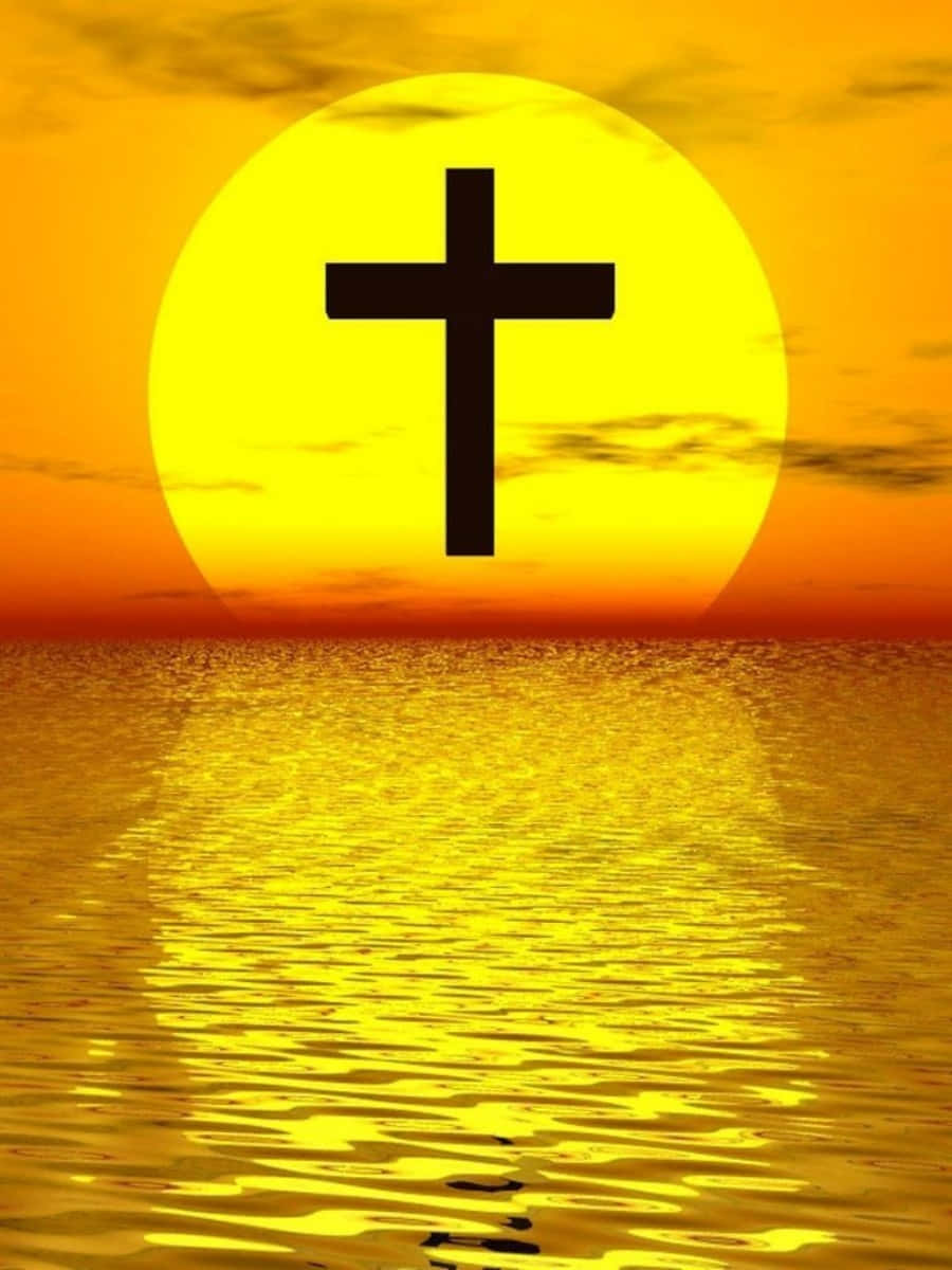 Image  Simple yet beautiful wooden cross in front of a natural countryside scene Wallpaper